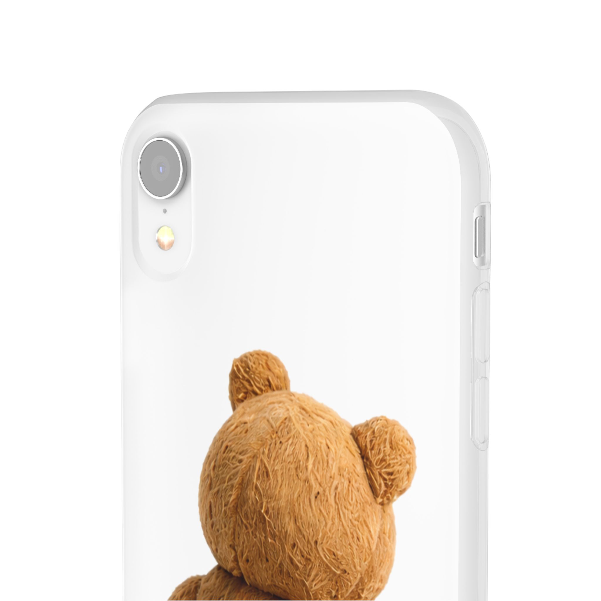 Cute Teddy Bear Phone Case — Clear Flexi Case with Backview Plush Design - Image 95