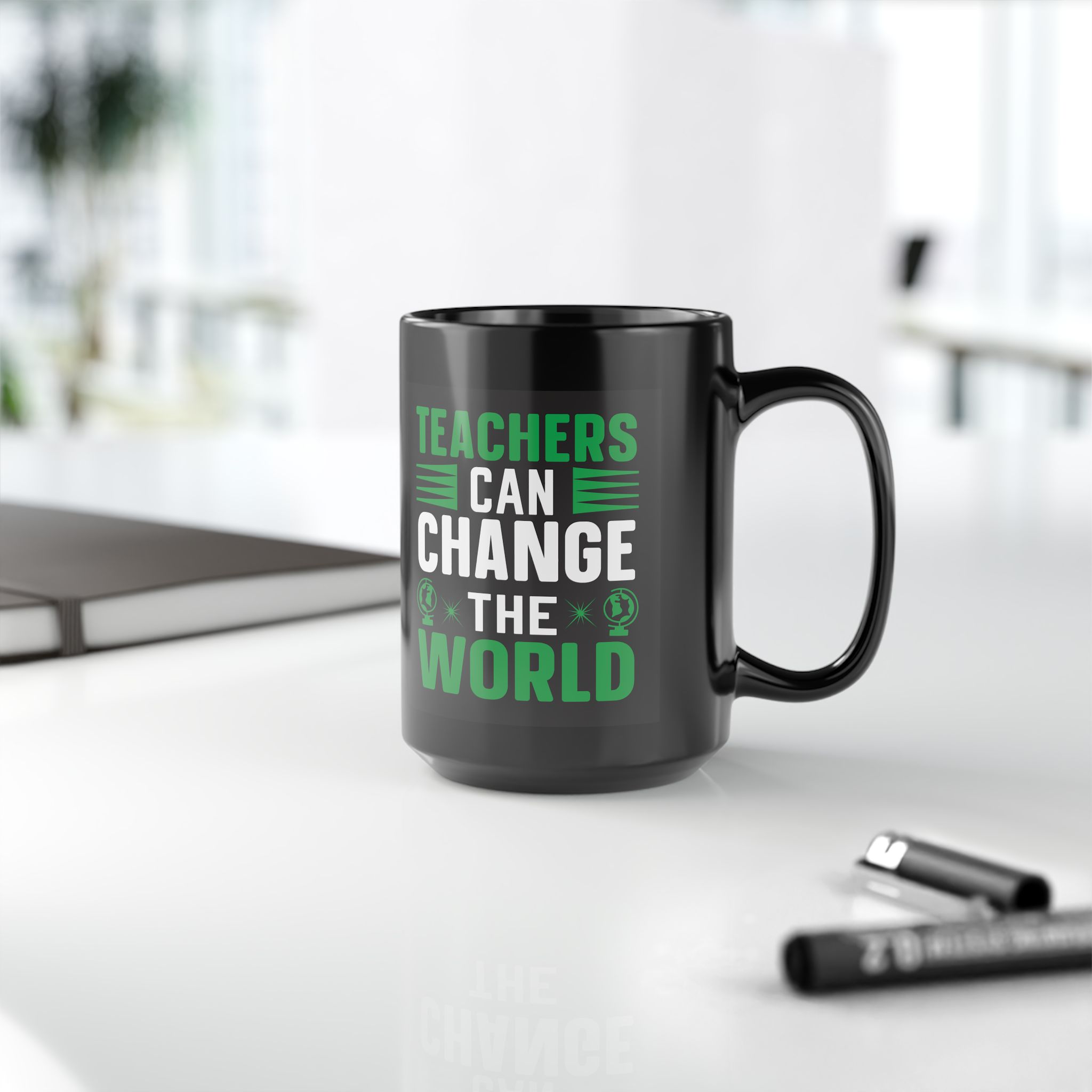 Teacher Appreciation Mug "Teachers Can Change the World" Black Mug — Coffee Cup (11oz/15oz) - Image 10
