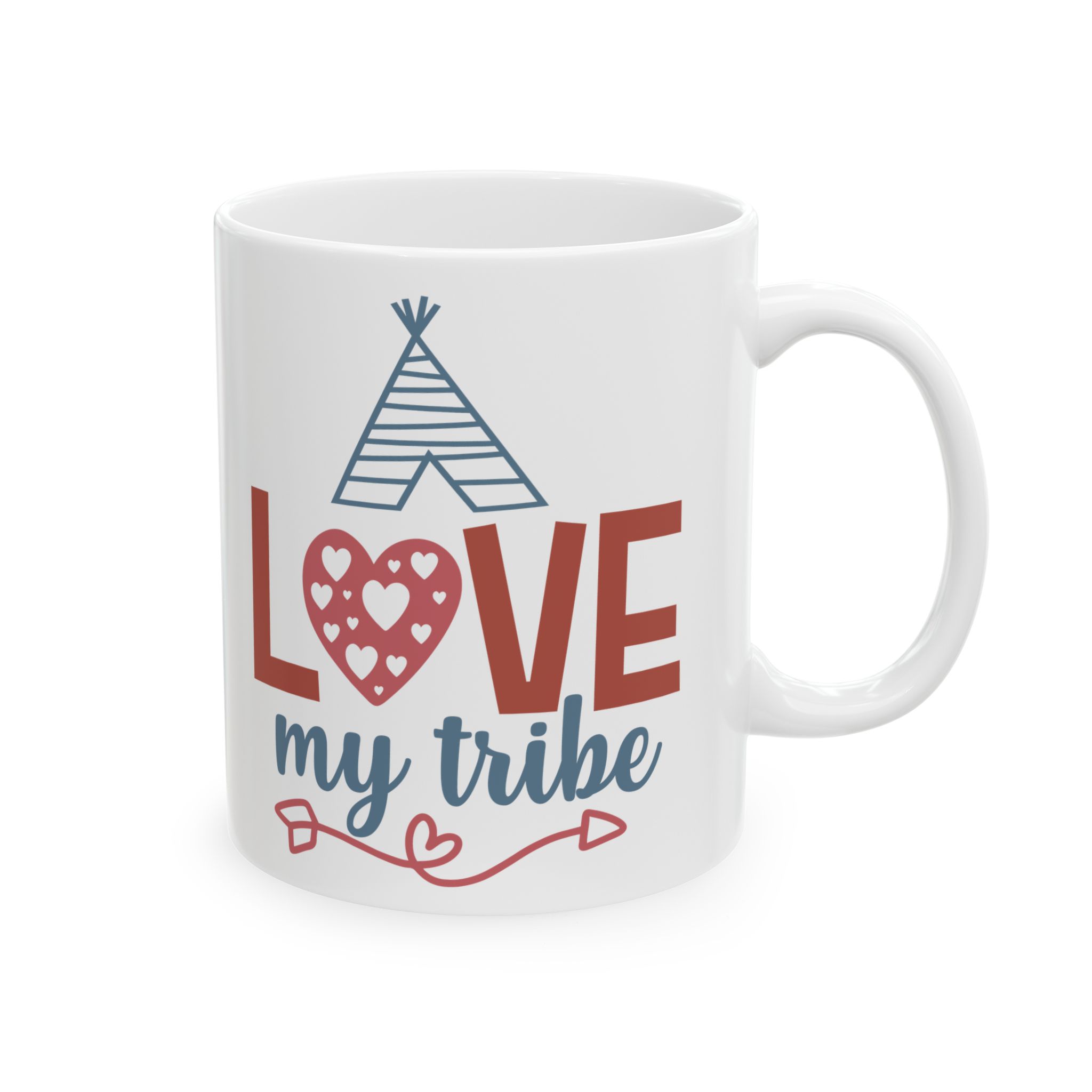 Teacher Appreciation Mug "Love My Tribe" Ceramic Mug — Heart & Arrow Family Coffee Cup (11oz, 15oz)