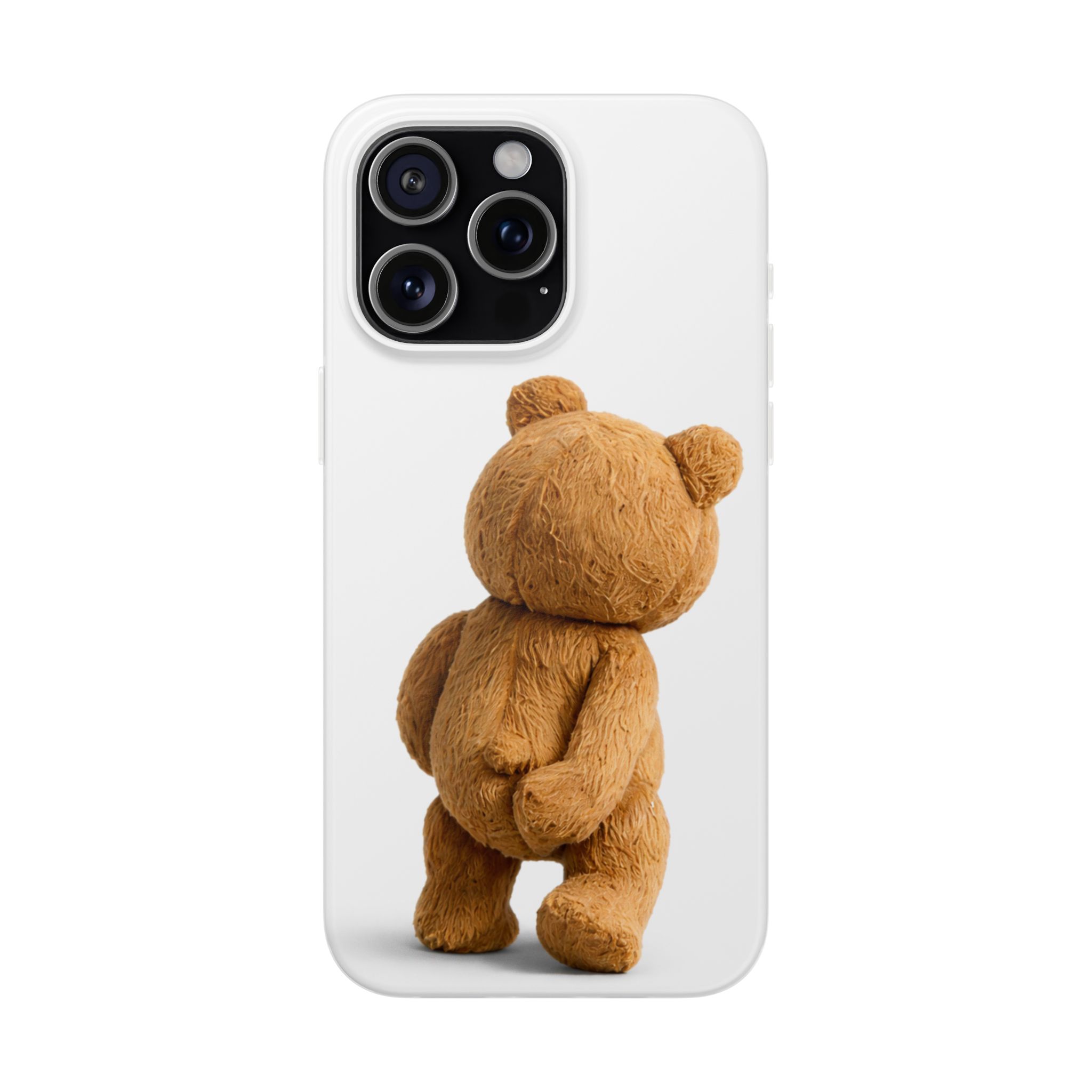 Cute Teddy Bear Phone Case — Clear Flexi Case with Backview Plush Design - Image 178