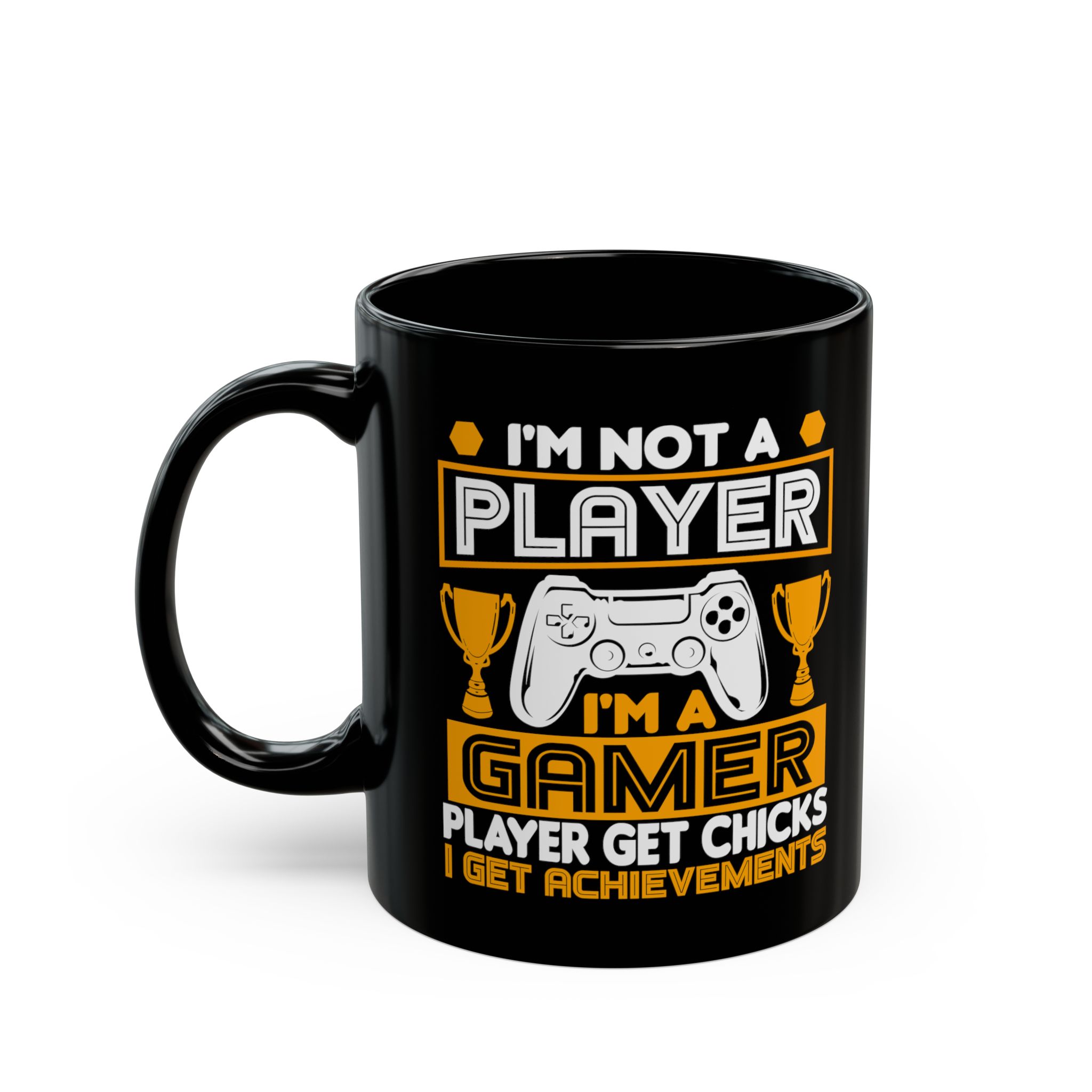 I’m Not A Player I’m A Gamer Black Mug – Funny Gamer Coffee Mug – 11oz/15oz Ceramic Mug - Image 3