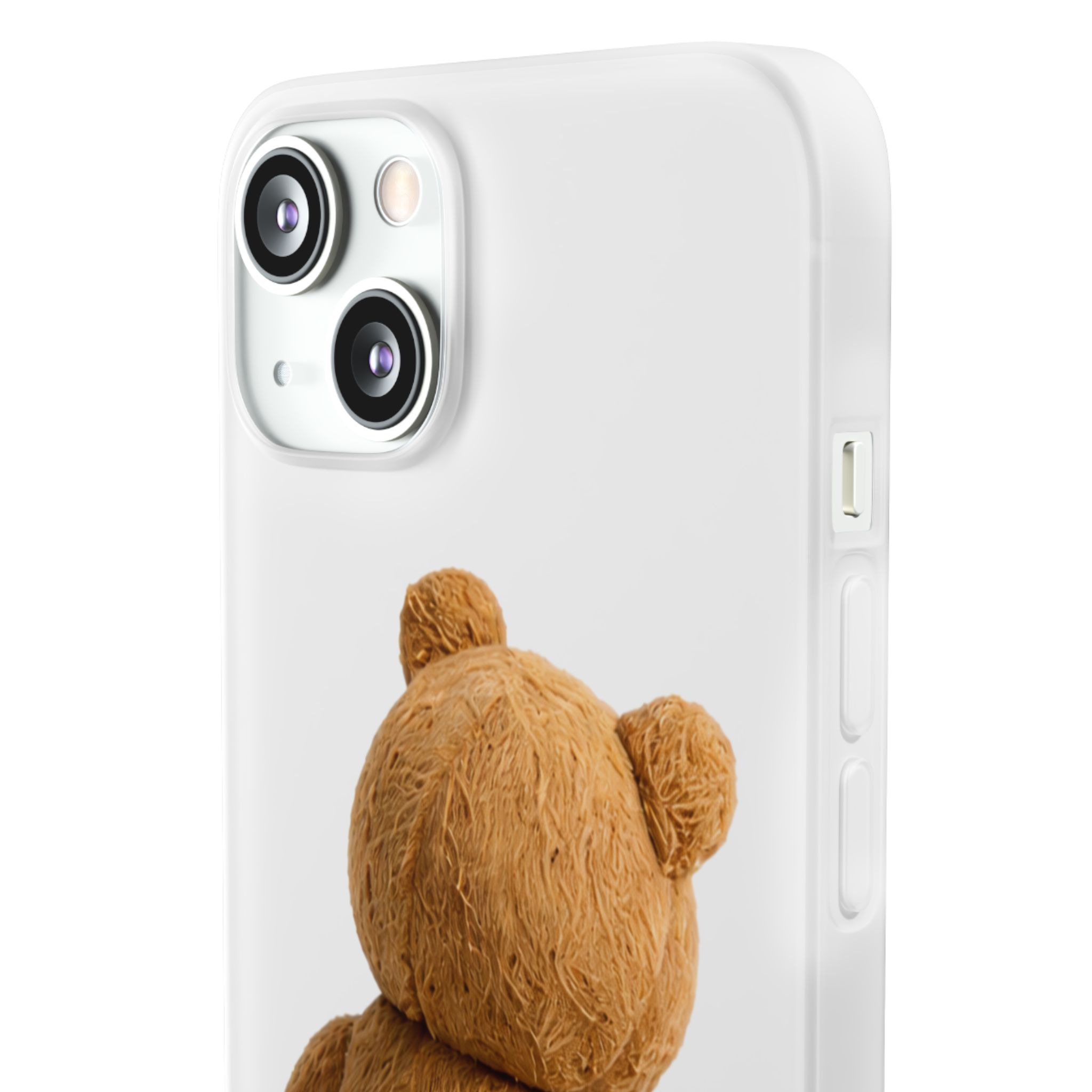 Cute Teddy Bear Phone Case — Clear Flexi Case with Backview Plush Design - Image 107
