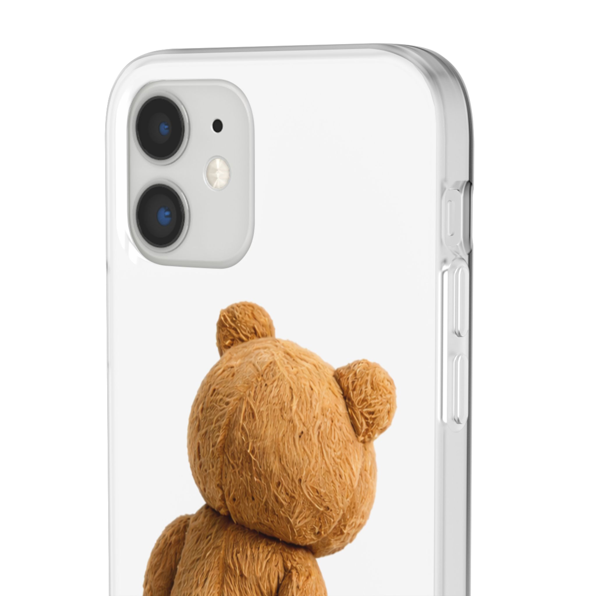 Cute Teddy Bear Phone Case — Clear Flexi Case with Backview Plush Design - Image 38