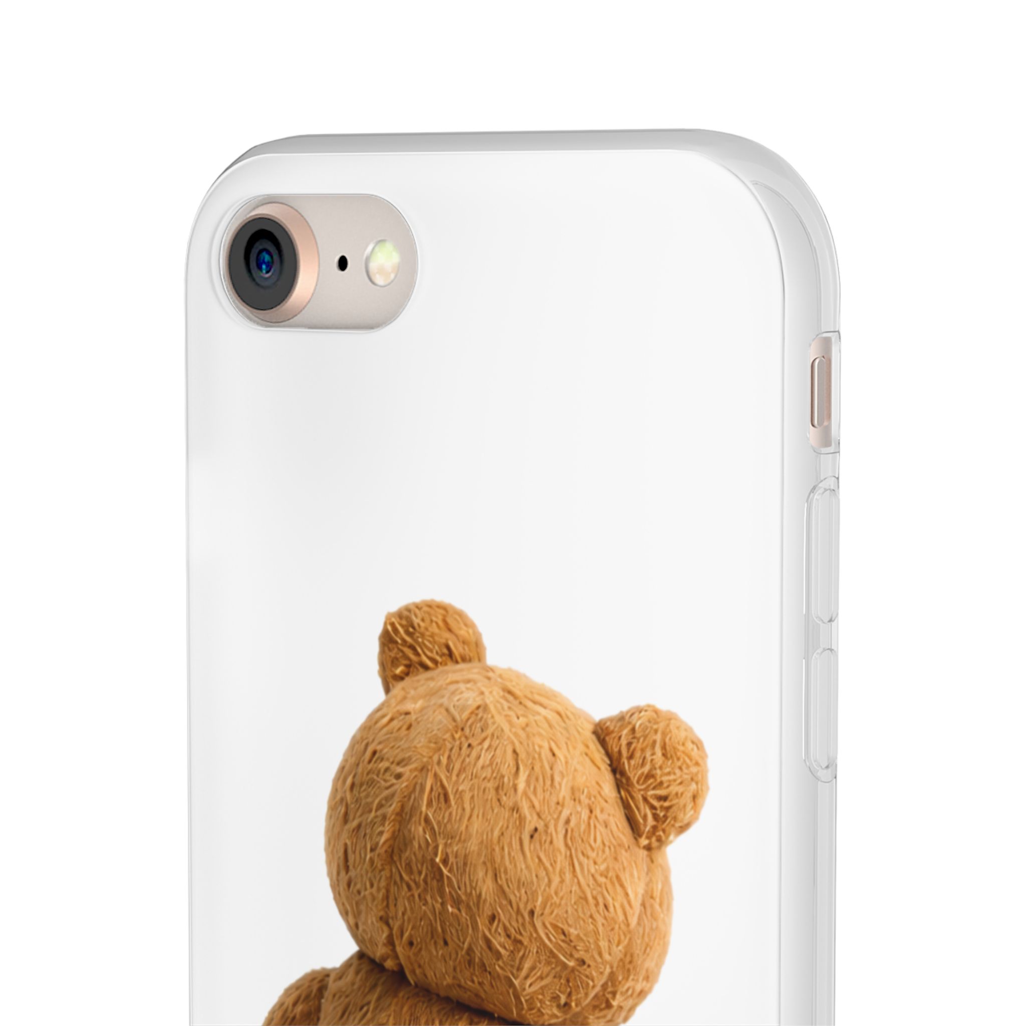 Cute Teddy Bear Phone Case — Clear Flexi Case with Backview Plush Design - Image 87