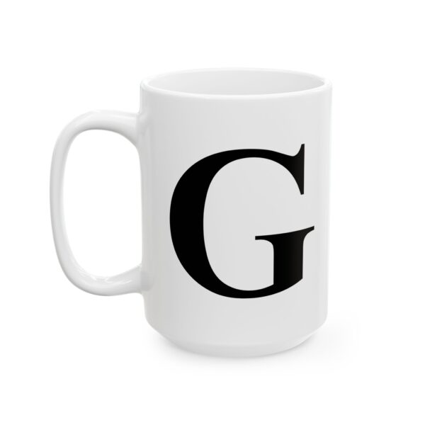 Letter G Monogram Mug – Initial Alphabet Coffee Mug – 11oz/15oz Ceramic Mug