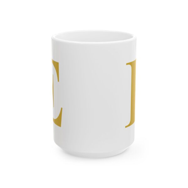 Gold Letter E Monogram Mug – Gold Initial Alphabet Coffee Mug – 11oz/15oz Ceramic Mug