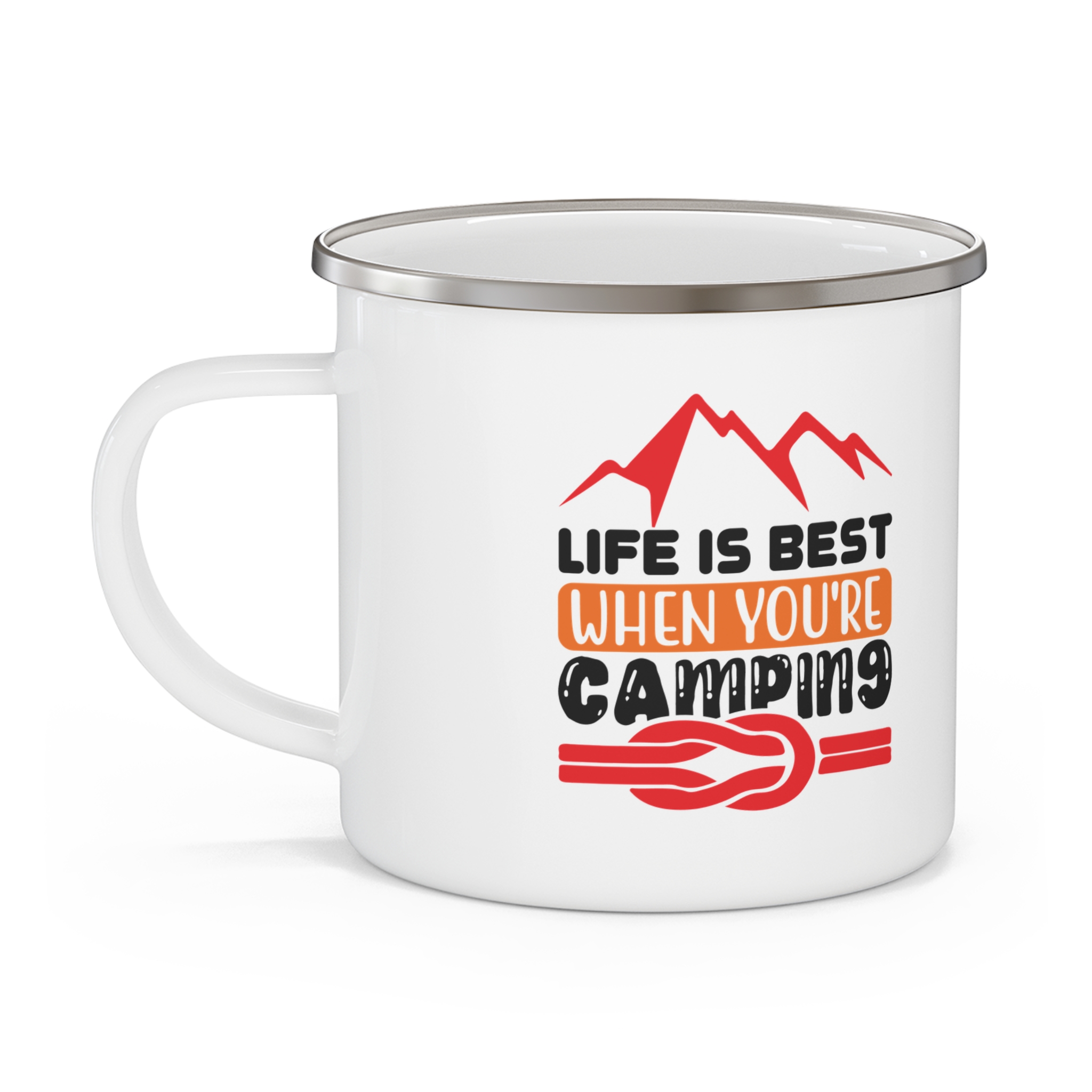 Enamel Camping Mug – "Life Is Best When You're Camping" Outdoor Coffee Cup - Image 3