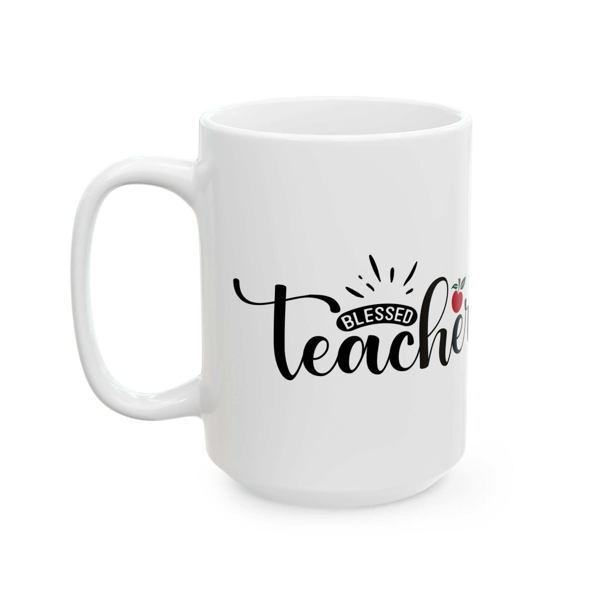 Teacher Appreciation Mug – 'Blessed Teacher' Script Design with Apple Accent (11oz & 15oz) - Image 8