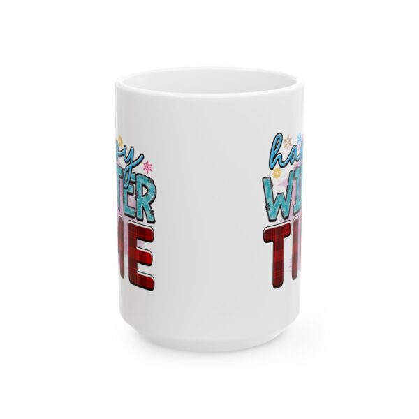 Happy Winter Time Plaid Winter Mug – Cozy Winter Coffee Mug – 11oz/15oz Ceramic Mug