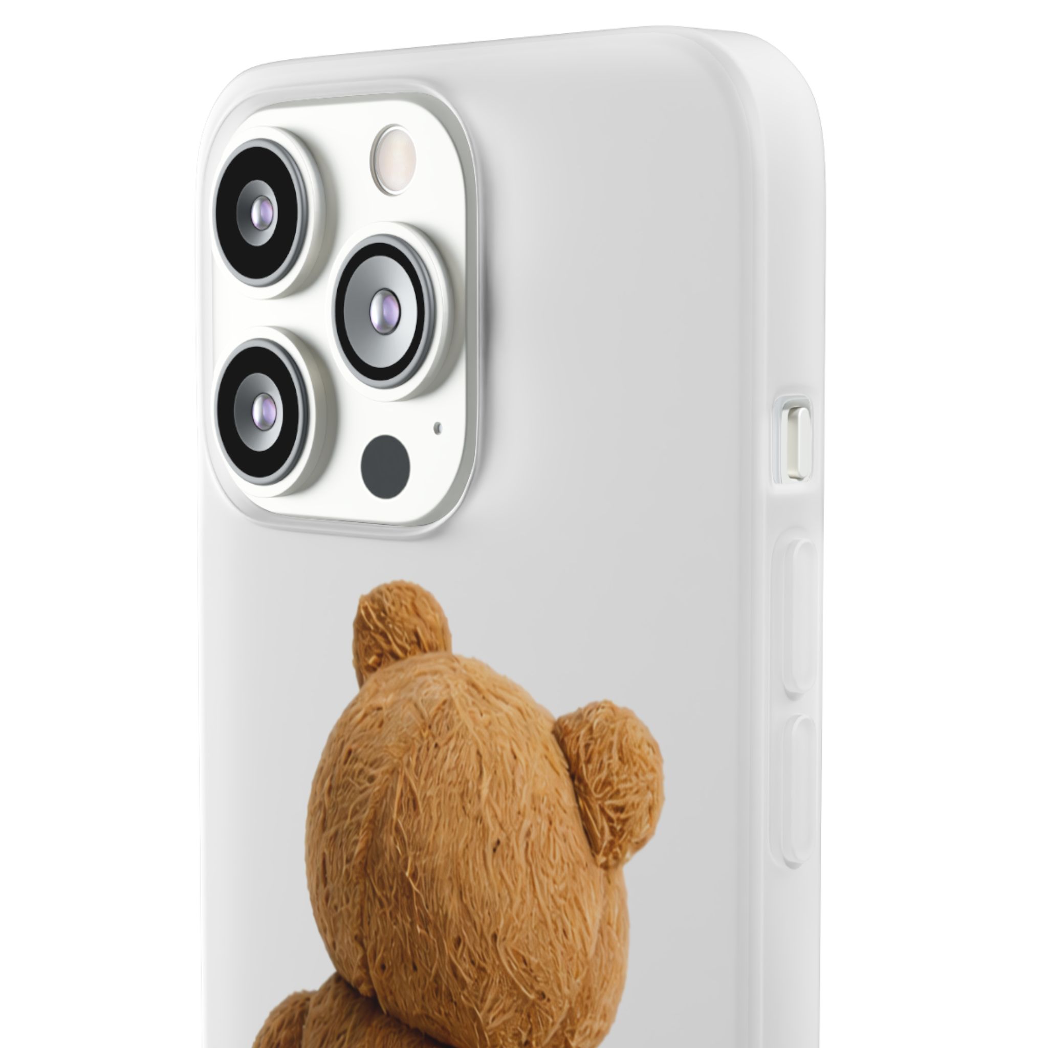 Cute Teddy Bear Phone Case — Clear Flexi Case with Backview Plush Design - Image 113