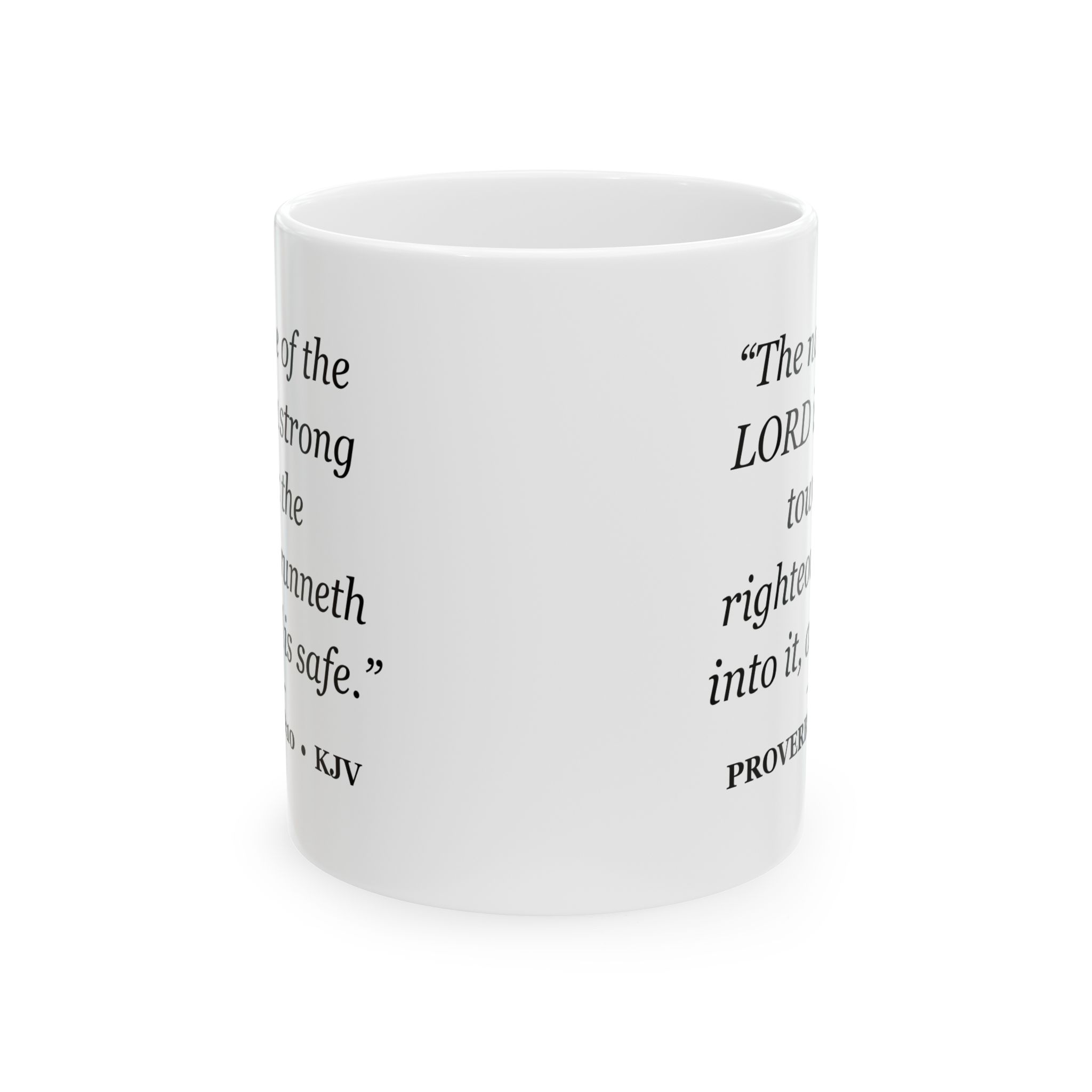 Proverbs 18:10 Bible Verse Mug – KJV Scripture Coffee Mug – 11oz/15oz Ceramic Mug - Image 2