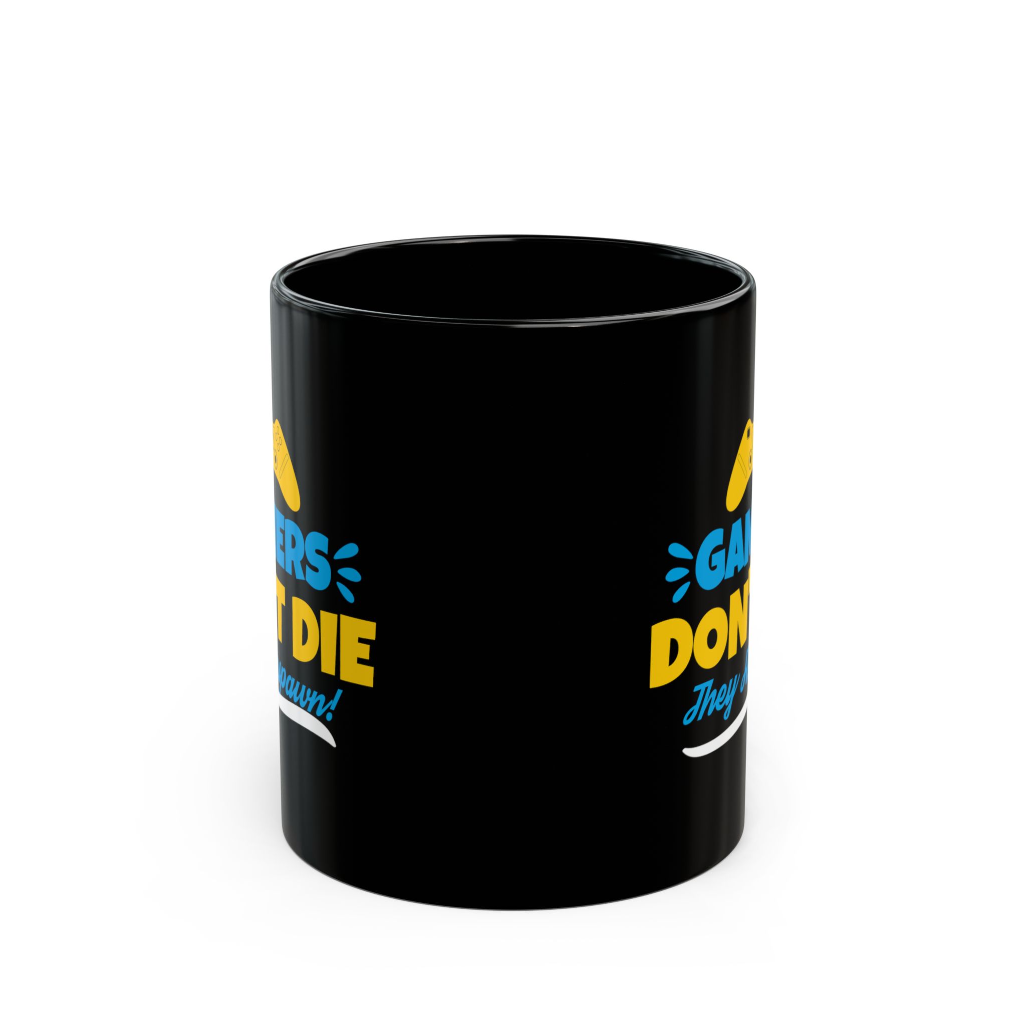 Gamers Don't Die They Respawn Black Mug – Funny Gamer Coffee Mug – 11oz/15oz Ceramic Mug - Image 2