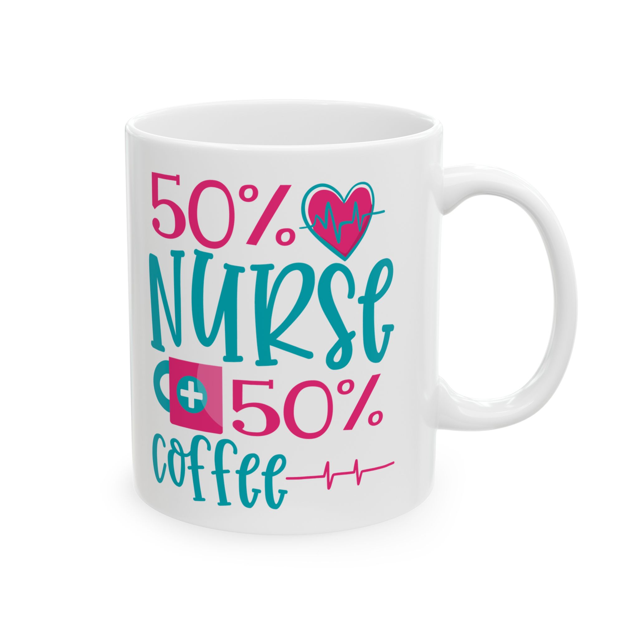 50% Nurse + 50% Cofee – Medical Coffee Mug – 11oz/15oz Ceramic Mug