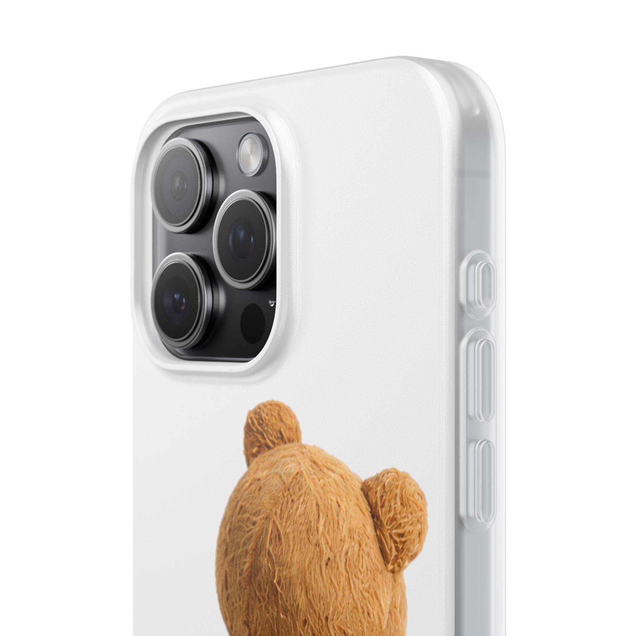 Cute Teddy Bear Phone Case — Clear Flexi Case with Backview Plush Design - Image 181