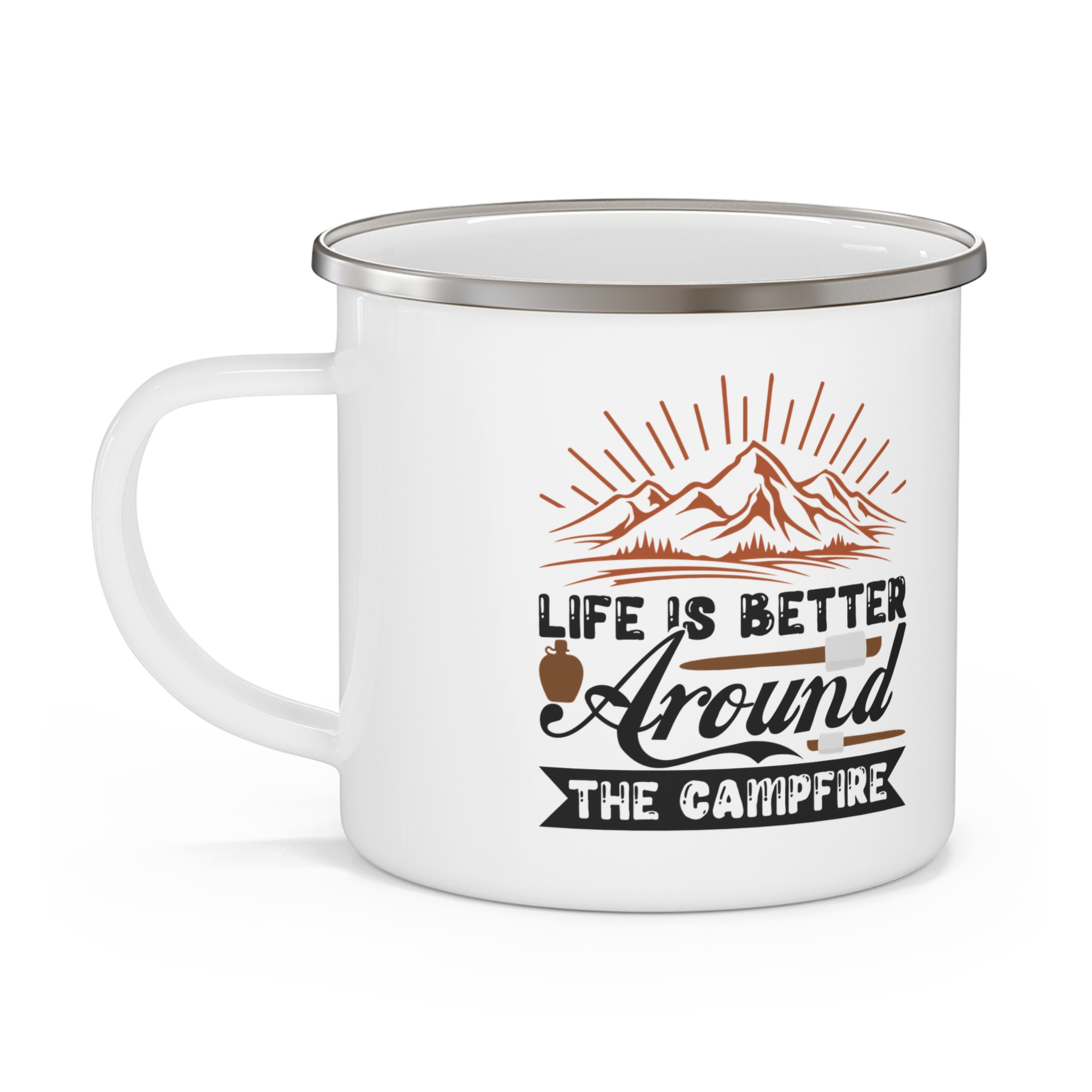 Enamel Camping Mug — "Life Is Better Around the Campfire" Rustic Mountain Camper Gift - Image 2