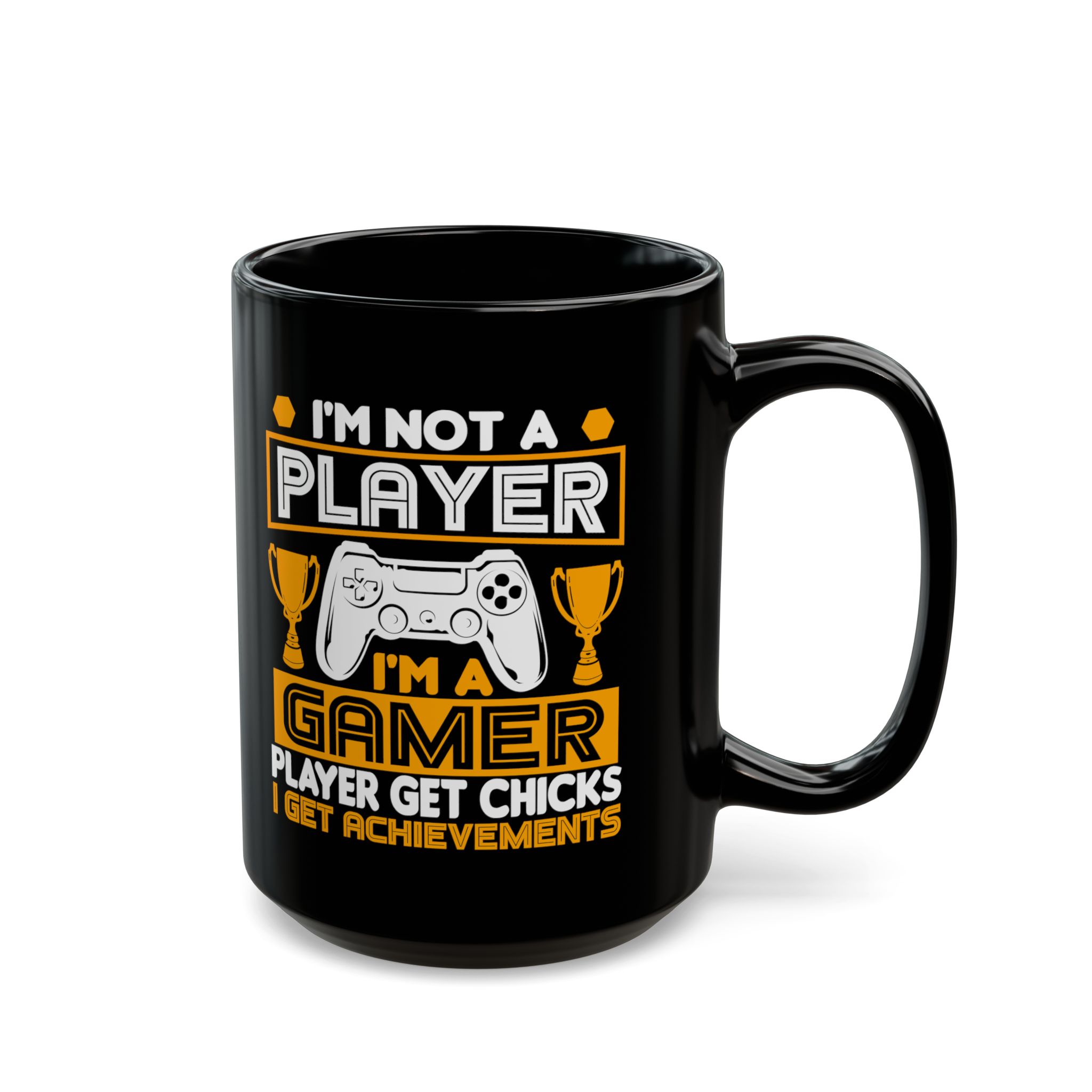 I’m Not A Player I’m A Gamer Black Mug – Funny Gamer Coffee Mug – 11oz/15oz Ceramic Mug - Image 6
