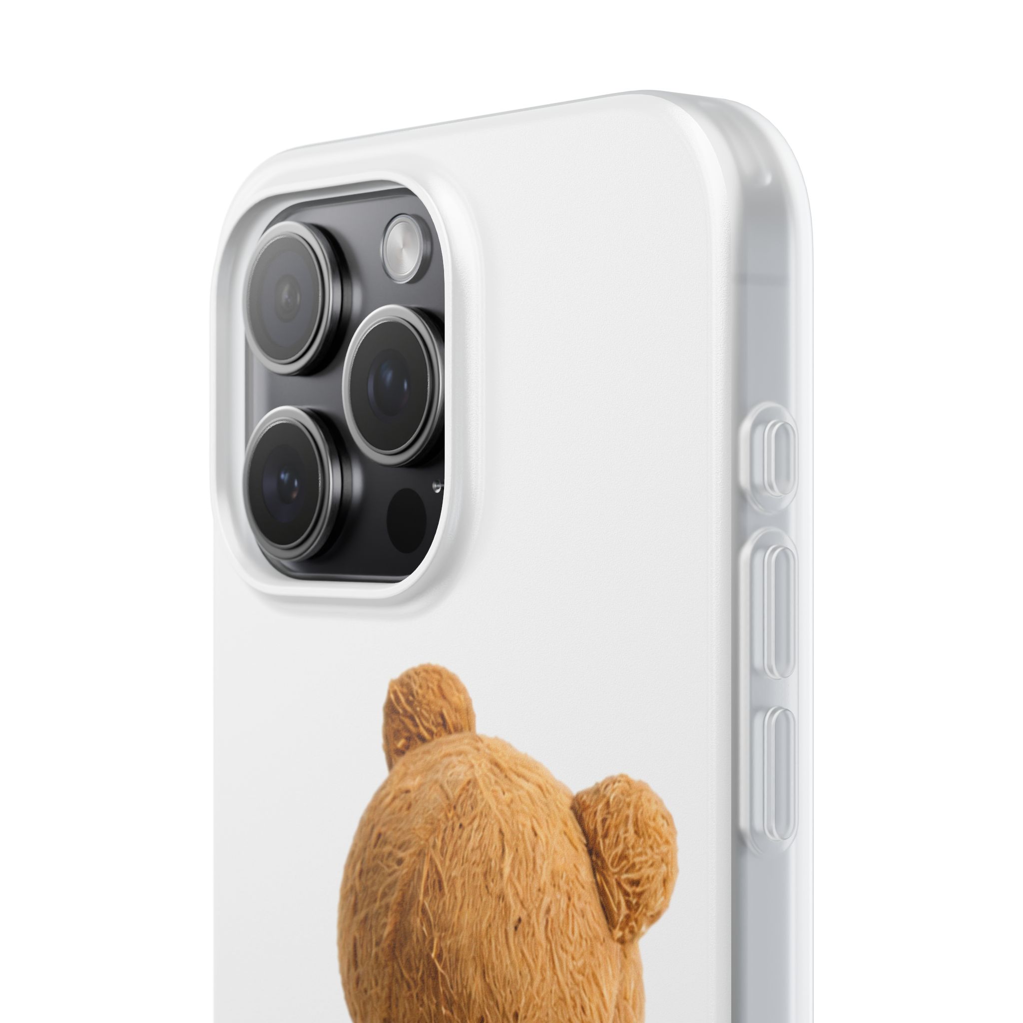 Cute Teddy Bear Phone Case — Clear Flexi Case with Backview Plush Design - Image 197