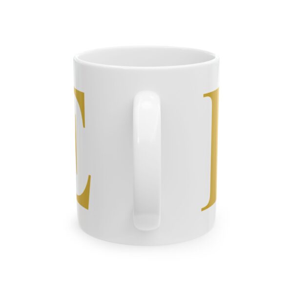 Gold Letter E Monogram Mug – Gold Initial Alphabet Coffee Mug – 11oz/15oz Ceramic Mug