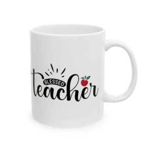 Teacher Appreciation Mug – 'Blessed Teacher' Script Design with Apple Accent (11oz & 15oz)