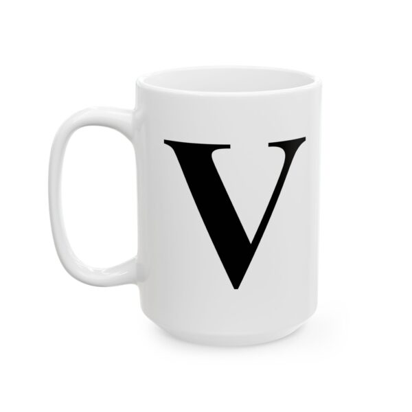 Letter V Monogram Mug – Initial Alphabet Coffee Mug – 11oz/15oz Ceramic Mug