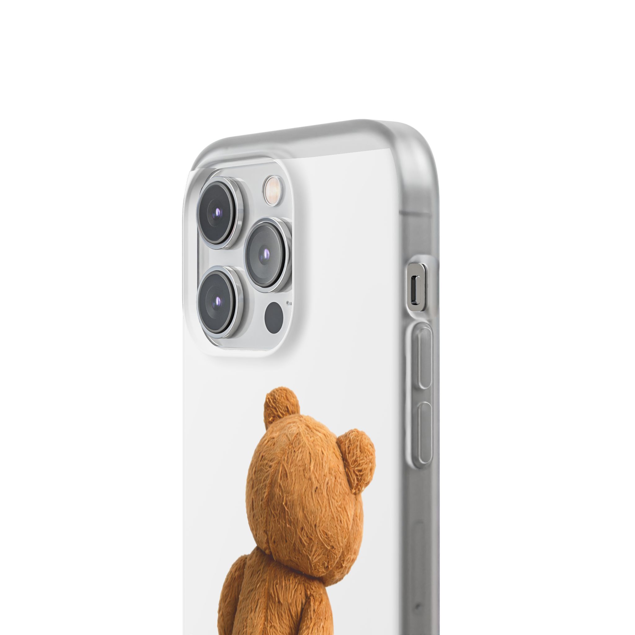 Cute Teddy Bear Phone Case — Clear Flexi Case with Backview Plush Design - Image 139