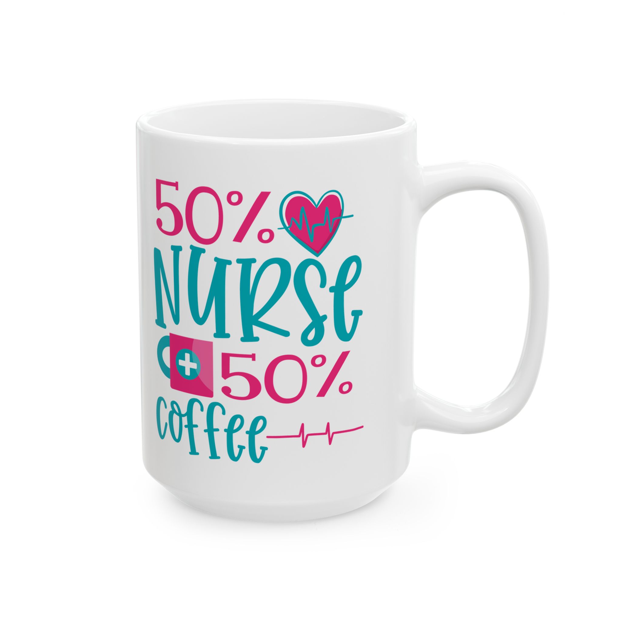 50% Nurse + 50% Cofee – Medical Coffee Mug – 11oz/15oz Ceramic Mug - Image 6