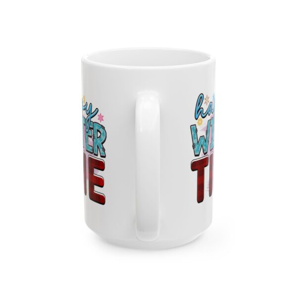 Happy Winter Time Plaid Winter Mug – Cozy Winter Coffee Mug – 11oz/15oz Ceramic Mug
