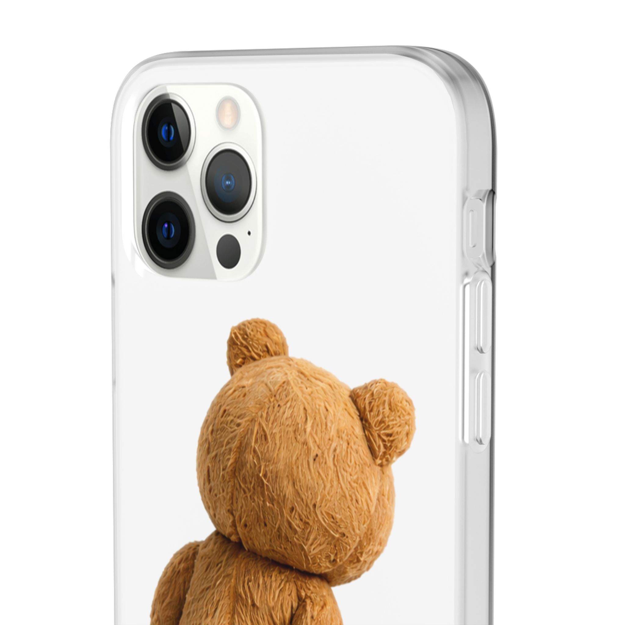 Cute Teddy Bear Phone Case — Clear Flexi Case with Backview Plush Design - Image 71