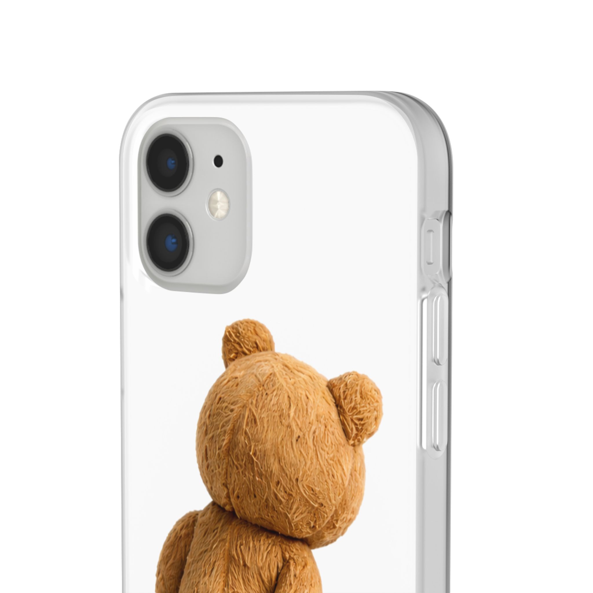 Cute Teddy Bear Phone Case — Clear Flexi Case with Backview Plush Design - Image 63