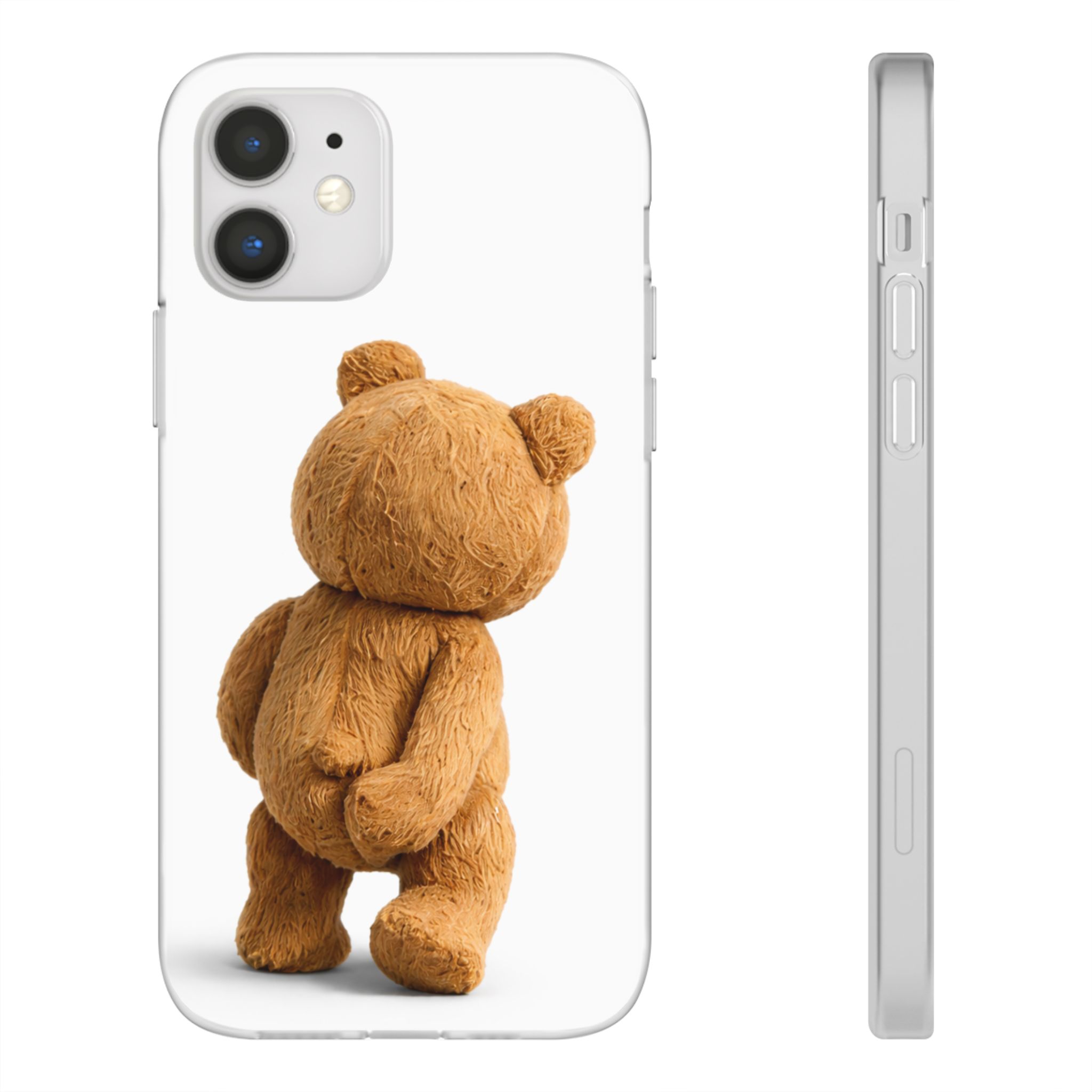 Cute Teddy Bear Phone Case — Clear Flexi Case with Backview Plush Design - Image 46