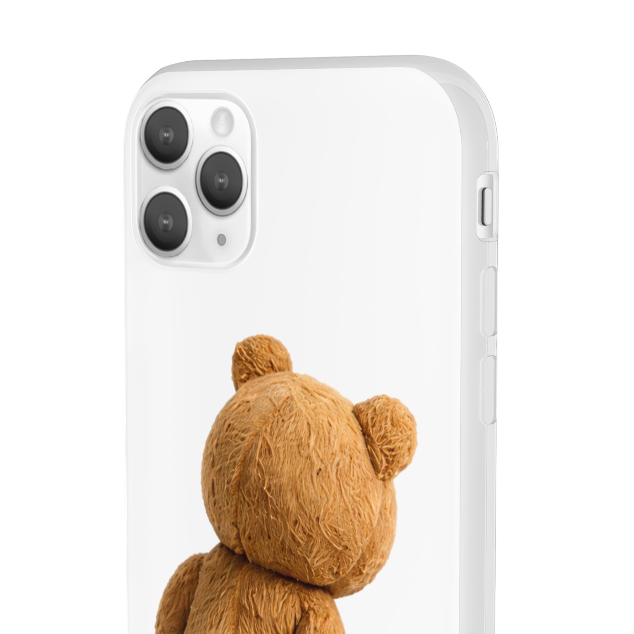 Cute Teddy Bear Phone Case — Clear Flexi Case with Backview Plush Design - Image 51