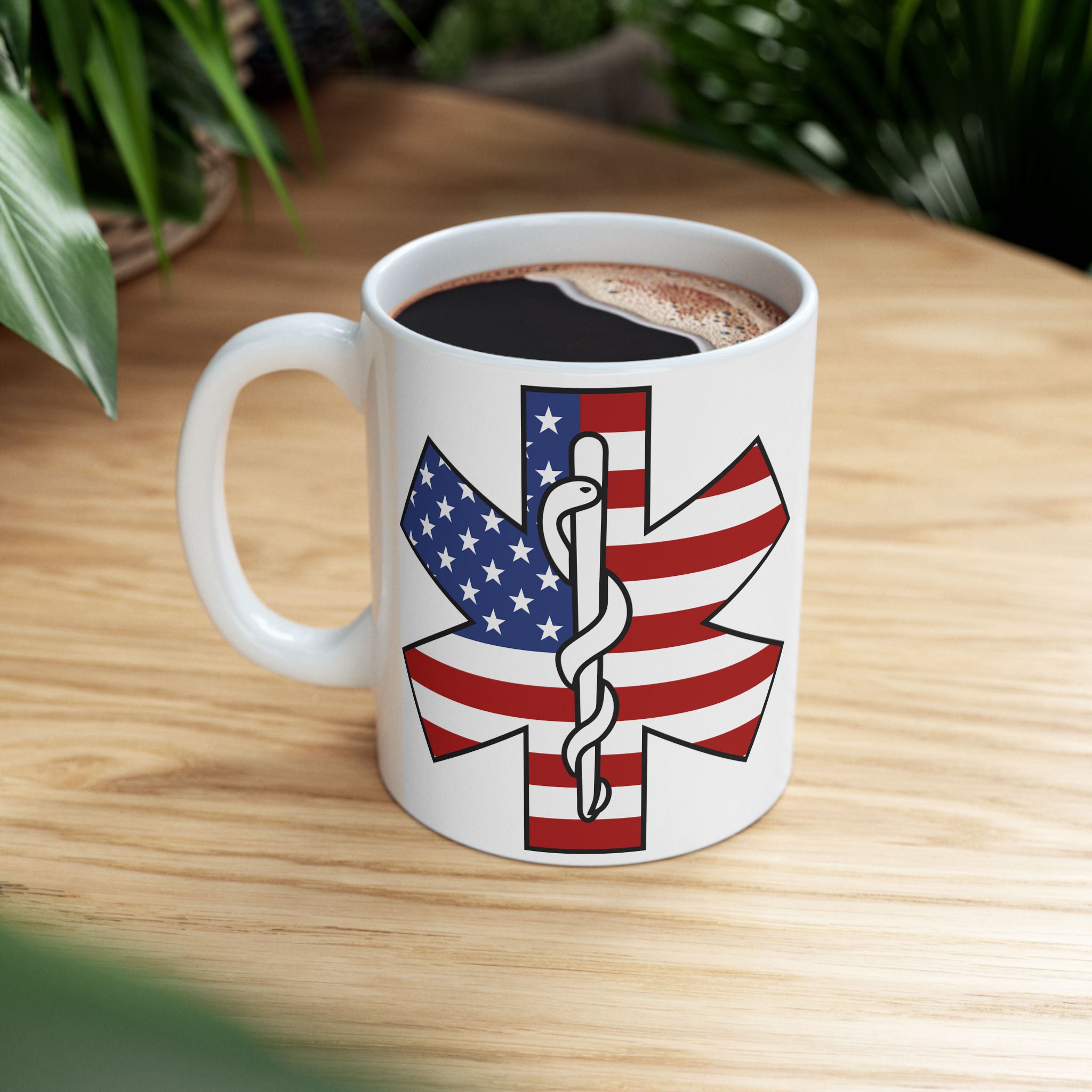 US Flag w/Staff Of Life – Medical Coffee Mug – 11oz/15oz Ceramic Mug - Image 5