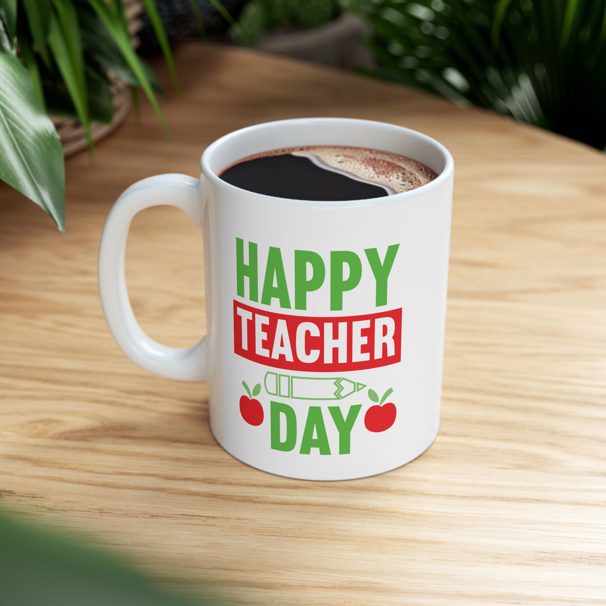 Teacher Appreciation Day "Happy Teacher Day" Ceramic Mug – Apple Design, 11oz & 15oz - Image 5