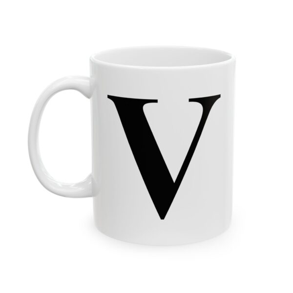 Letter V Monogram Mug – Initial Alphabet Coffee Mug – 11oz/15oz Ceramic Mug