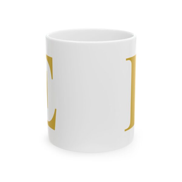 Gold Letter E Monogram Mug – Gold Initial Alphabet Coffee Mug – 11oz/15oz Ceramic Mug