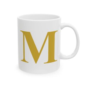 15655180944818607750_2048-1.jpeg Gold Letter M Monogram Mug – Gold Initial Alphabet Coffee Mug – 11oz/15oz Ceramic Mug