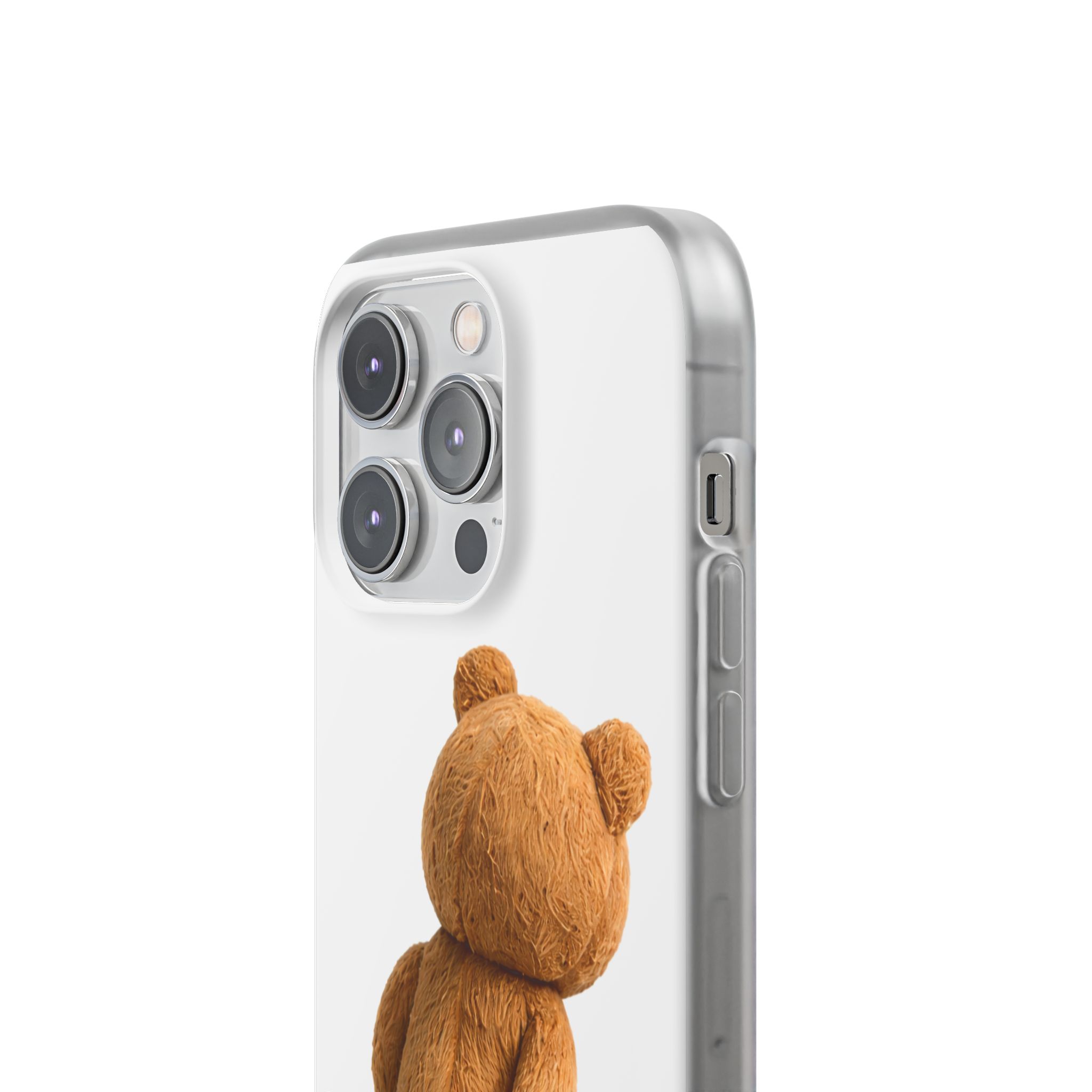 Cute Teddy Bear Phone Case — Clear Flexi Case with Backview Plush Design - Image 155