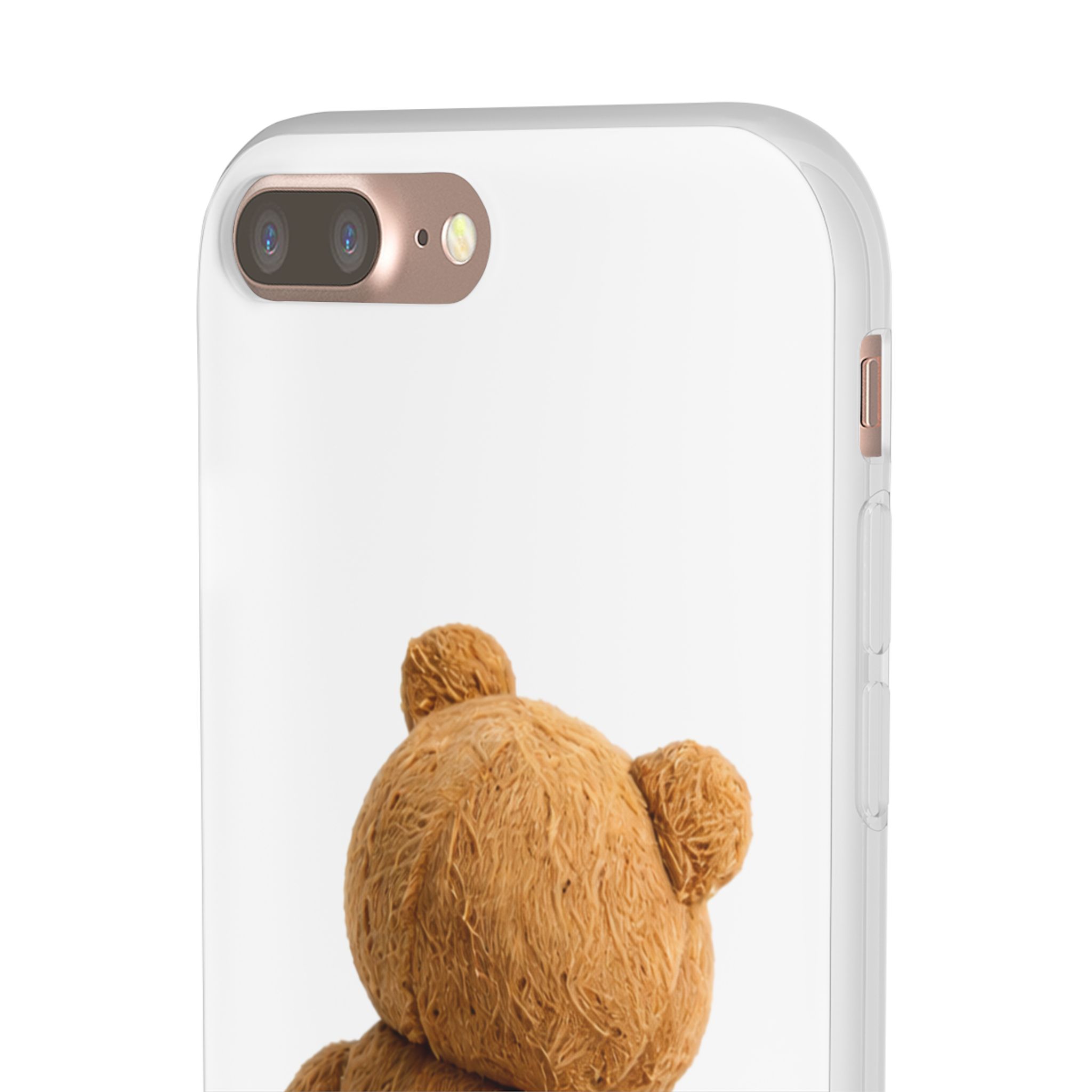 Cute Teddy Bear Phone Case — Clear Flexi Case with Backview Plush Design - Image 75