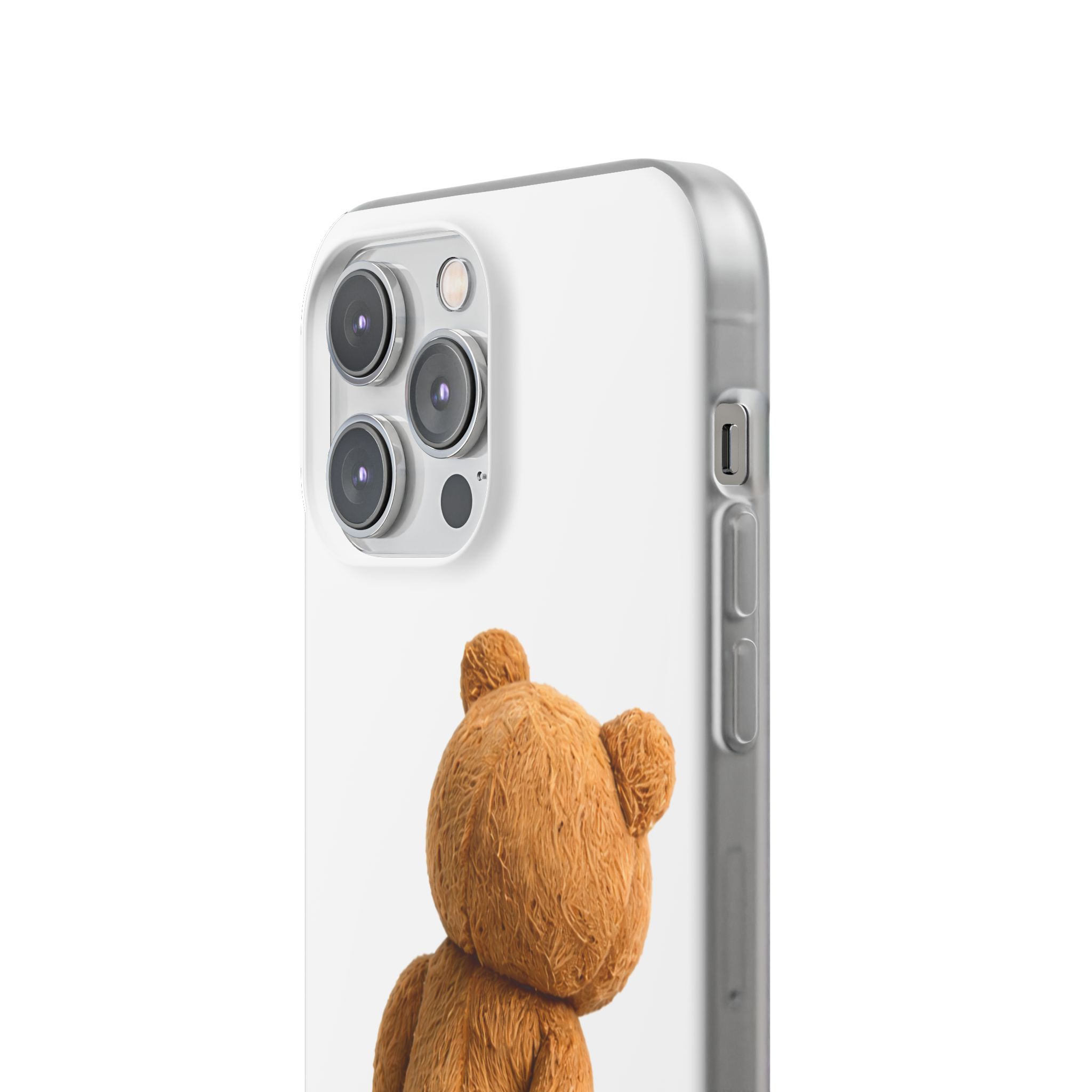 Cute Teddy Bear Phone Case — Clear Flexi Case with Backview Plush Design - Image 147
