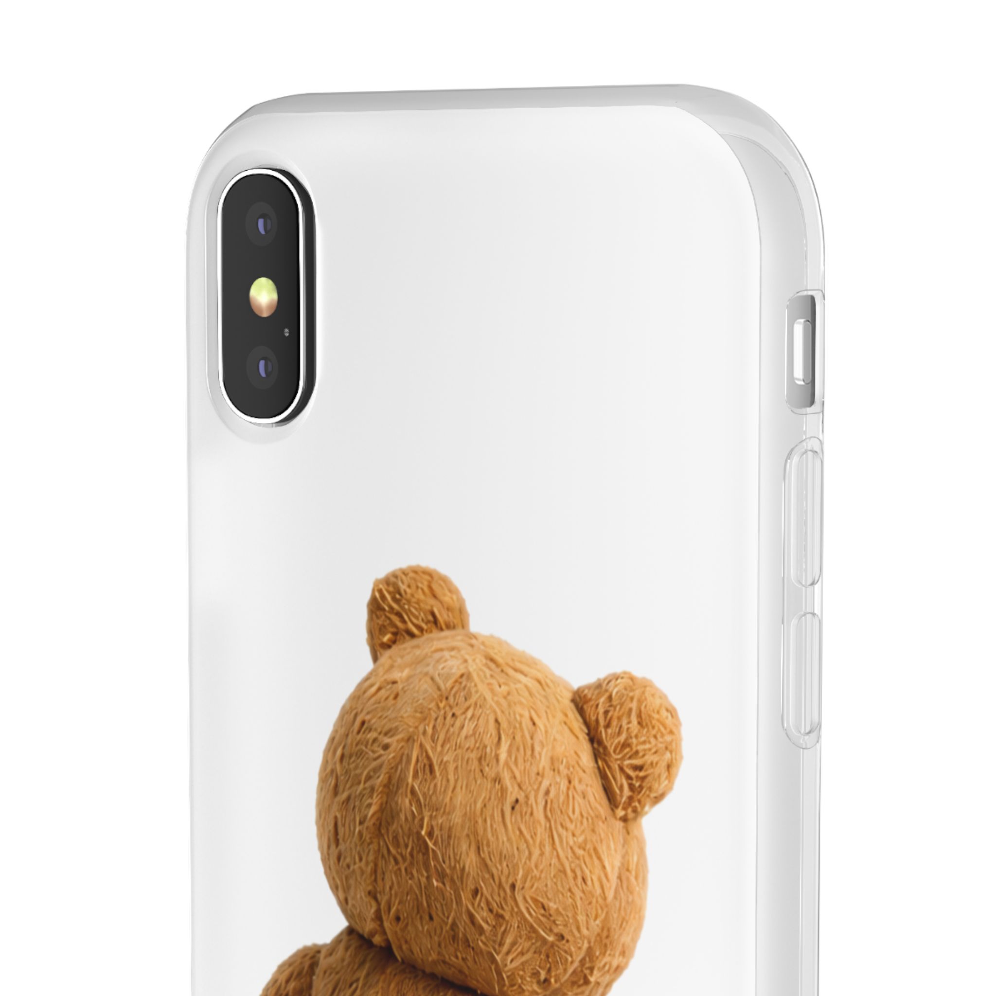 Cute Teddy Bear Phone Case — Clear Flexi Case with Backview Plush Design - Image 91