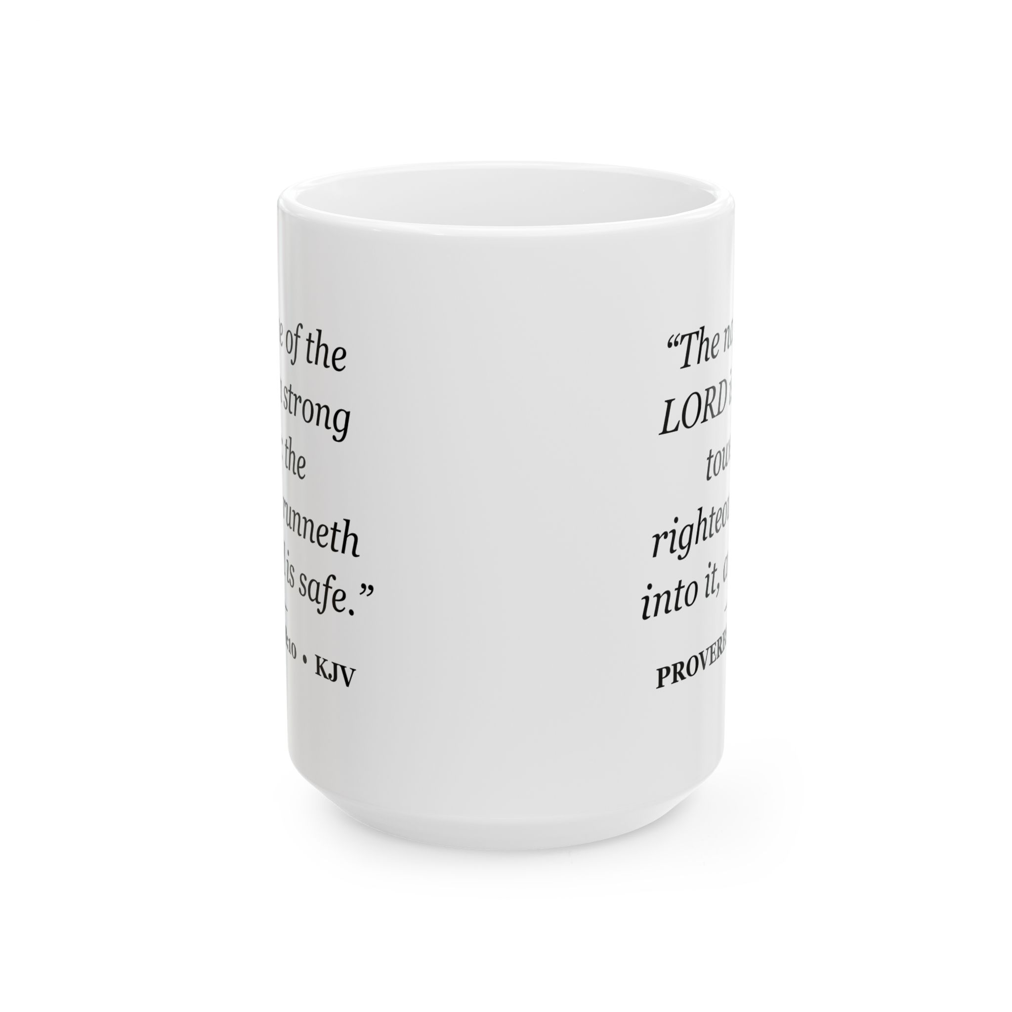 Proverbs 18:10 Bible Verse Mug – KJV Scripture Coffee Mug – 11oz/15oz Ceramic Mug - Image 5