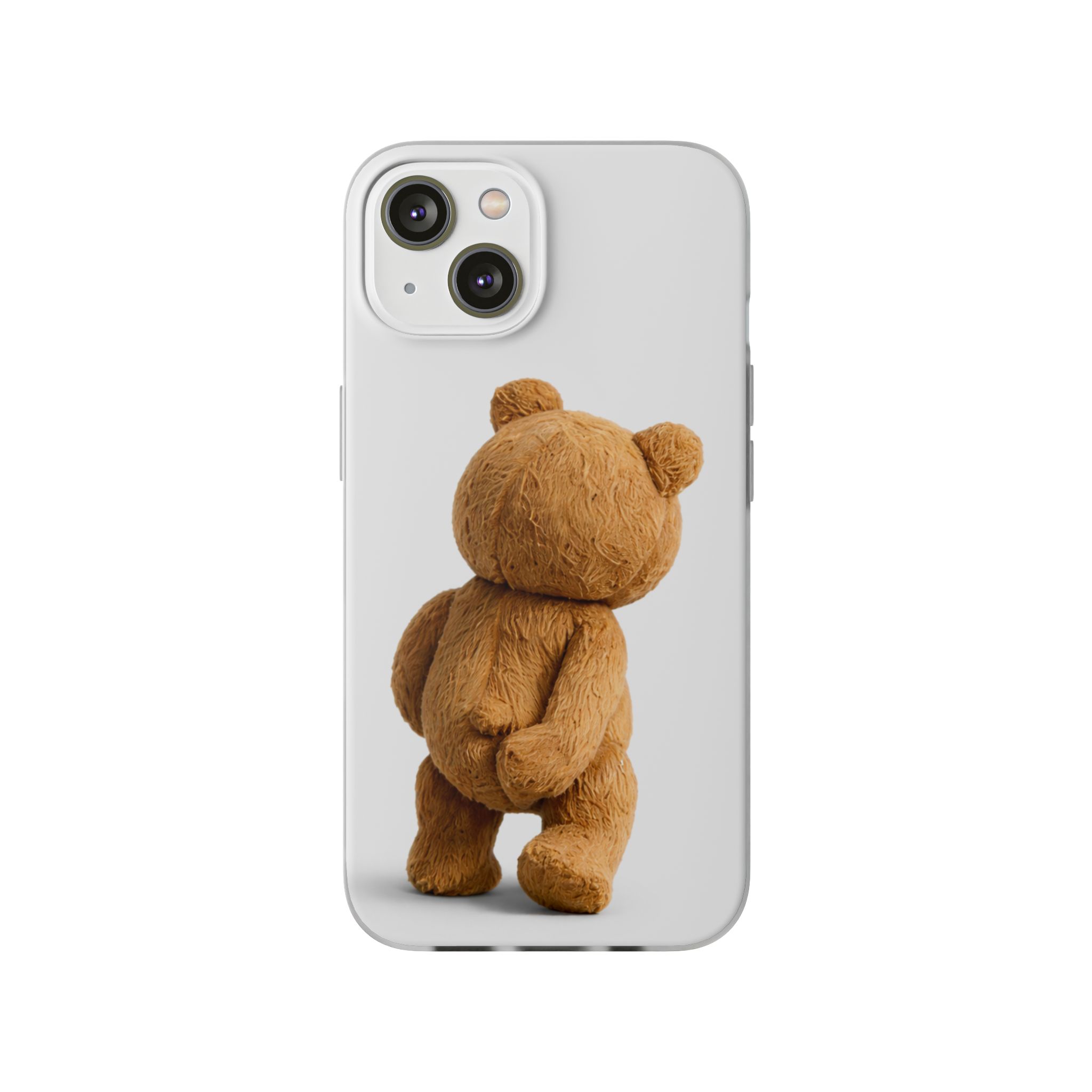 Cute Teddy Bear Phone Case — Clear Flexi Case with Backview Plush Design - Image 150