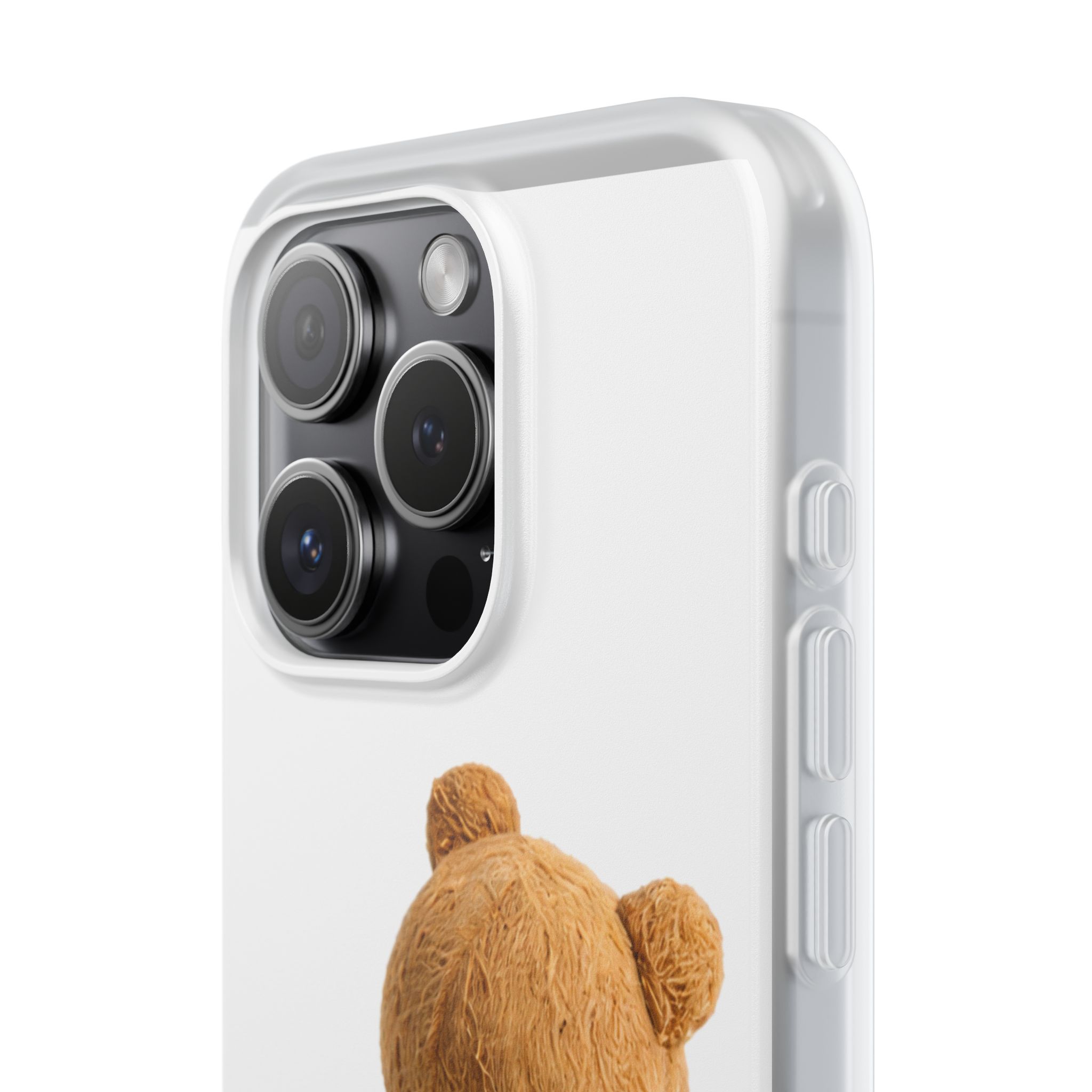 Cute Teddy Bear Phone Case — Clear Flexi Case with Backview Plush Design - Image 173