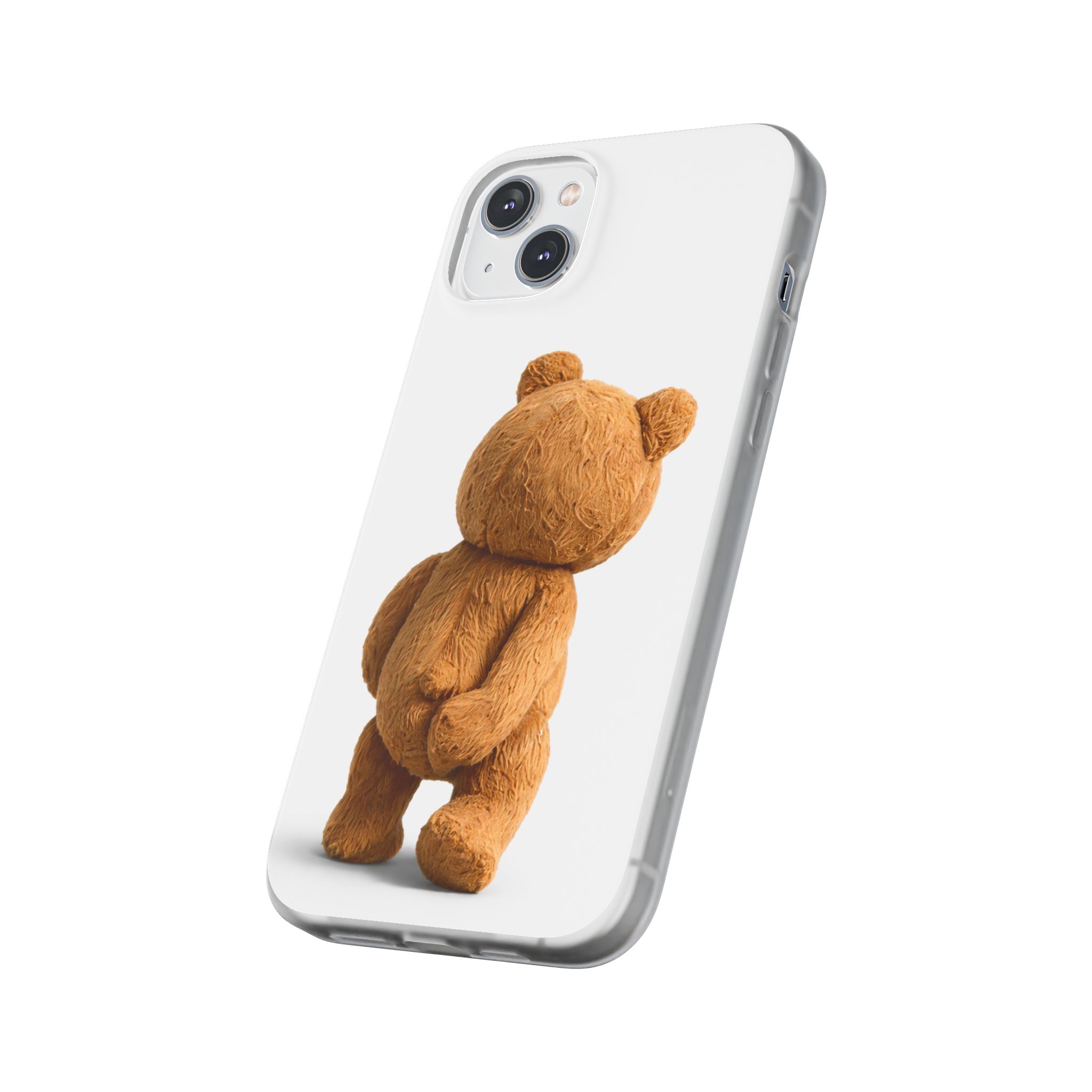 Cute Teddy Bear Phone Case — Clear Flexi Case with Backview Plush Design - Image 161