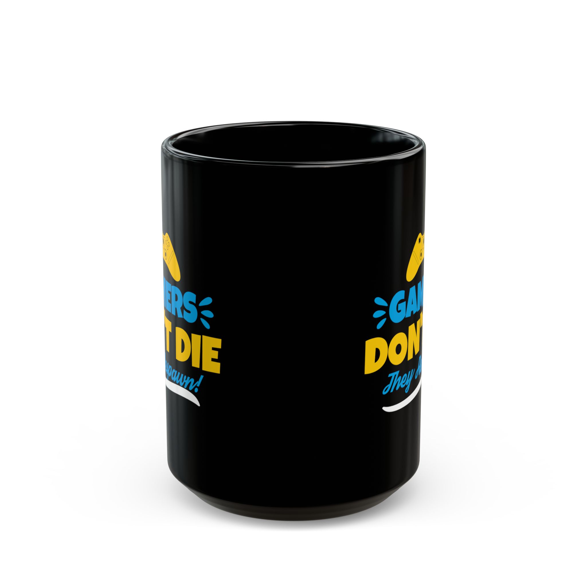 Gamers Don't Die They Respawn Black Mug – Funny Gamer Coffee Mug – 11oz/15oz Ceramic Mug - Image 5
