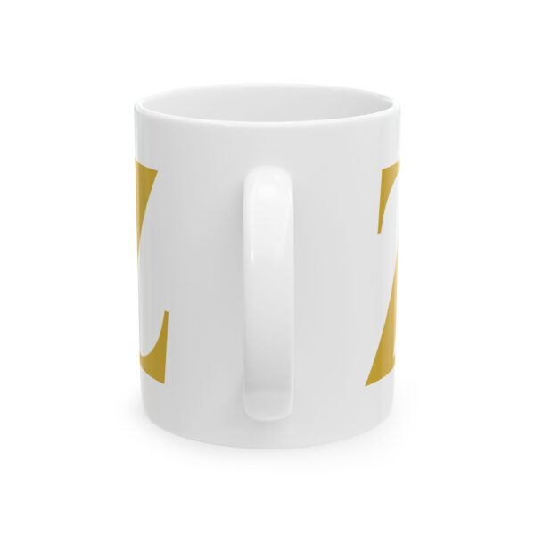 17068108799825046892_2048.jpeg Gold Letter Z Monogram Mug – Gold Initial Alphabet Coffee Mug – 11oz/15oz Ceramic Mug