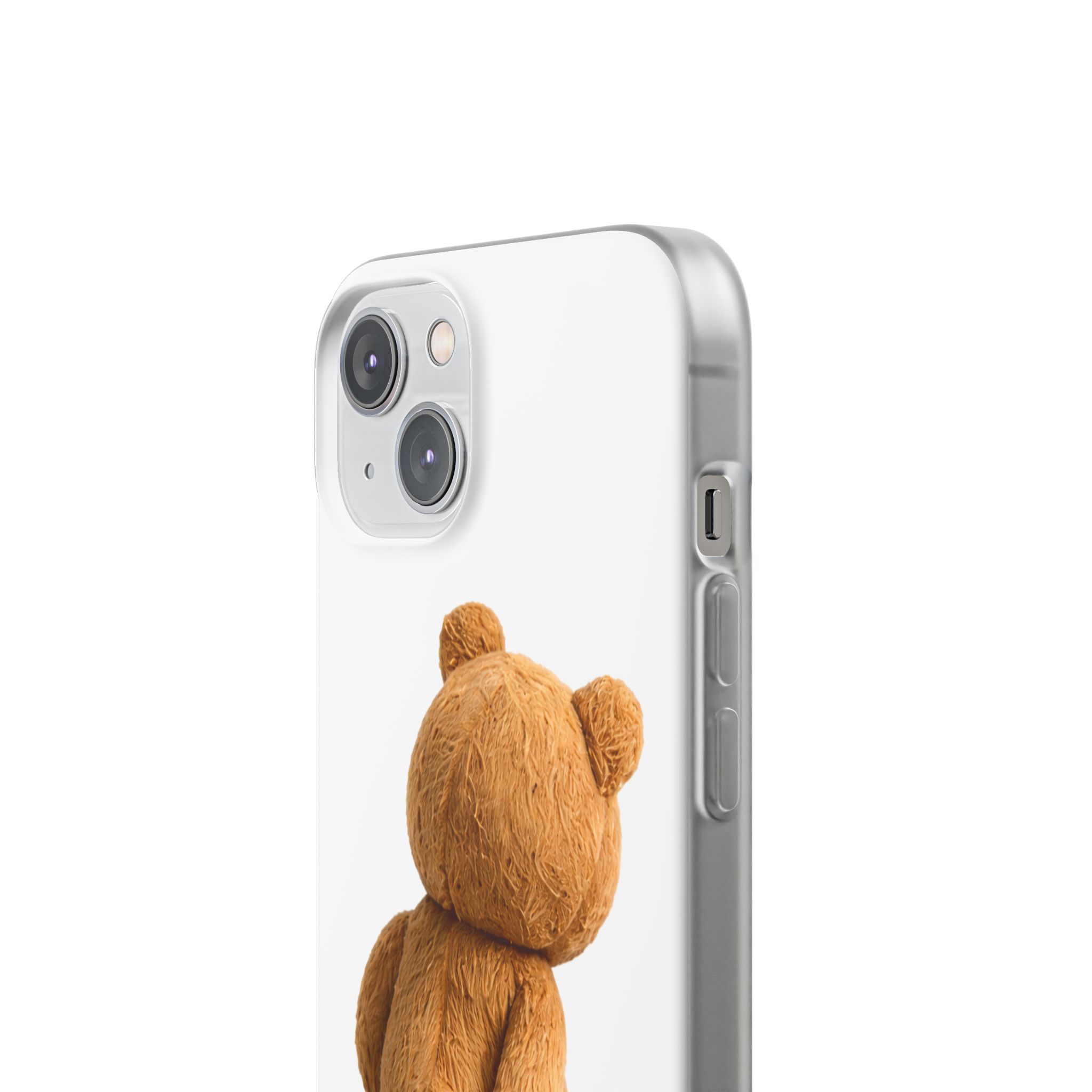 Cute Teddy Bear Phone Case — Clear Flexi Case with Backview Plush Design - Image 135
