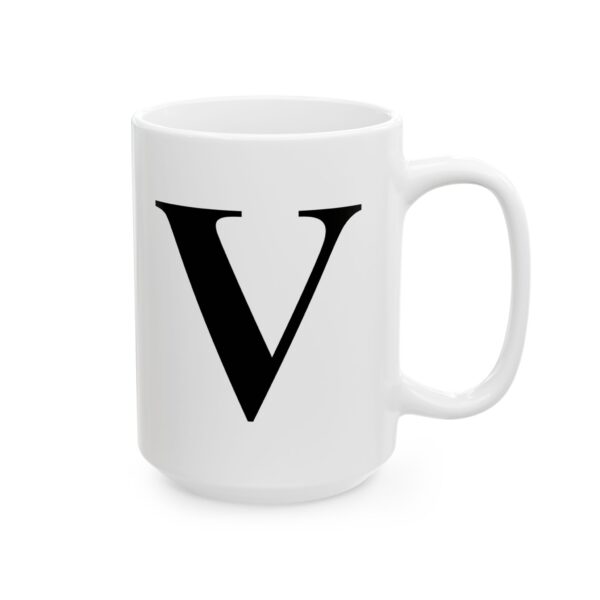Letter V Monogram Mug – Initial Alphabet Coffee Mug – 11oz/15oz Ceramic Mug