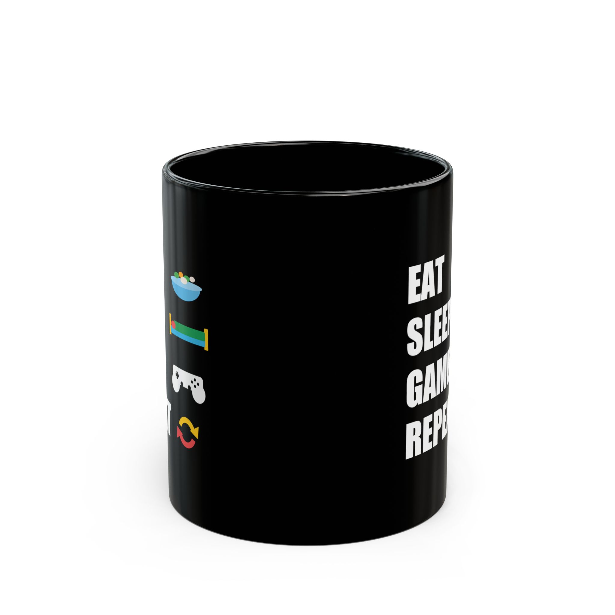 Eat Sleep Game Repeat Black Mug – Funny Gamer Coffee Mug – 11oz/15oz Ceramic Mug - Image 2