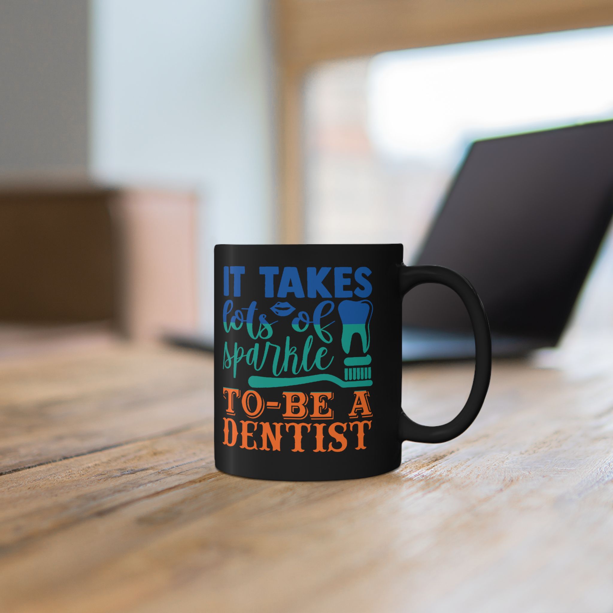Dentist Mug - "It Takes Lots of Sparkle to Be a Dentist" Personalized Black Coffee Cup - Image 5